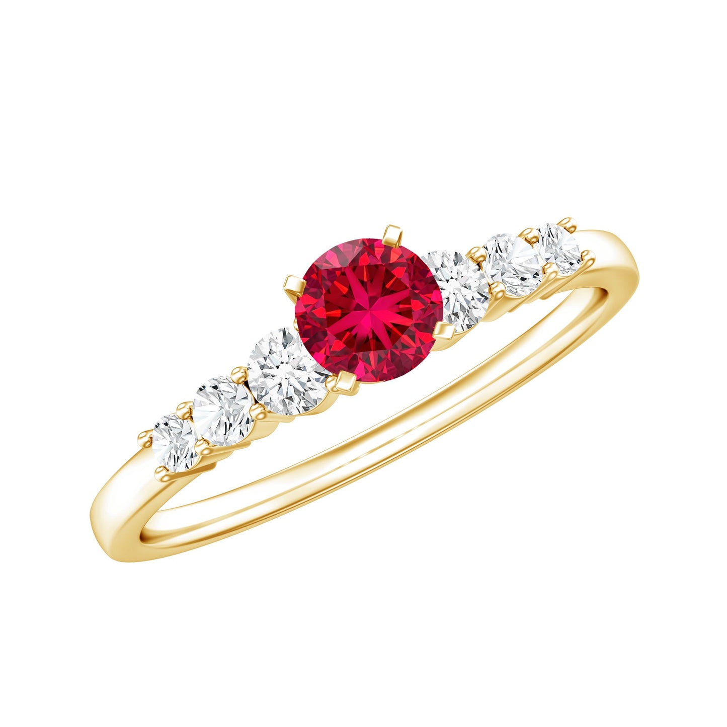Graduated Style Lab Created Ruby and Diamond Promise Ring