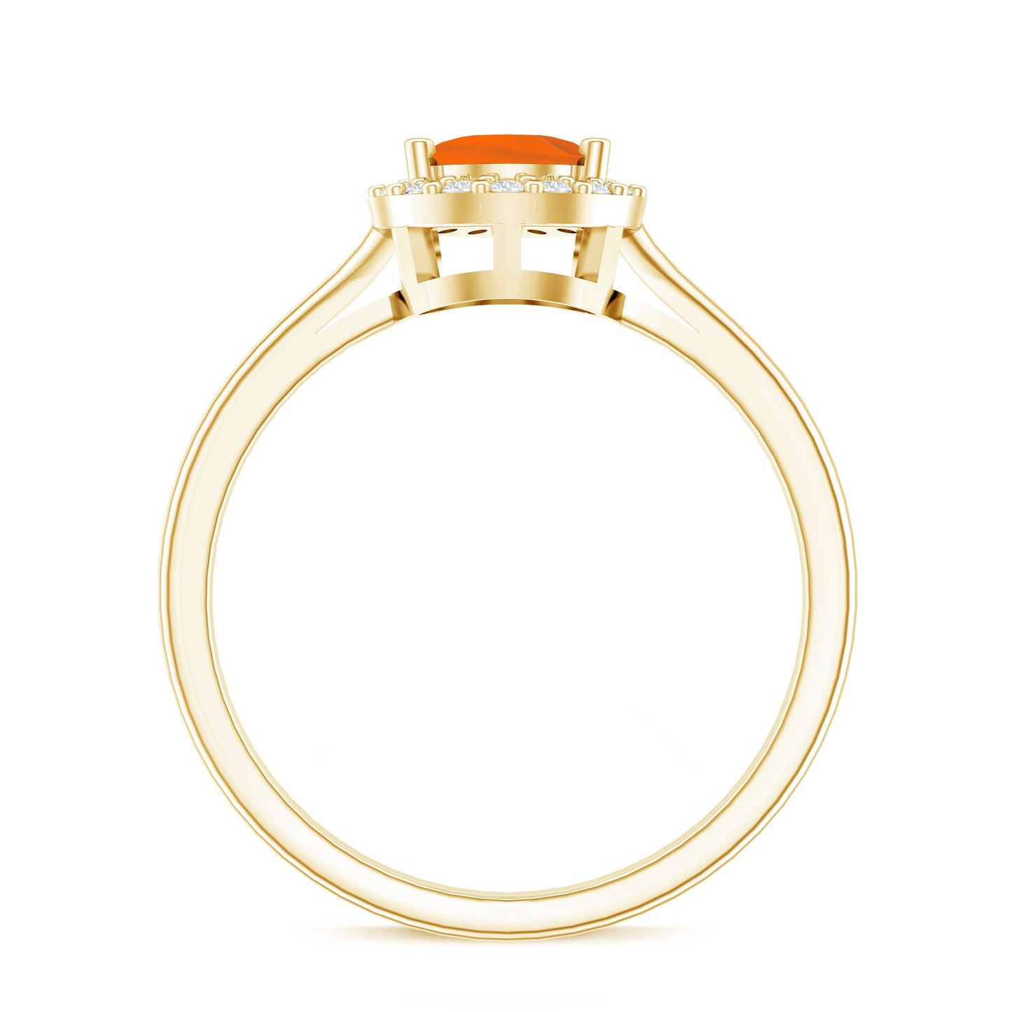 0.6 Carat Teardrop Fire Opal Ring with Diamond Halo