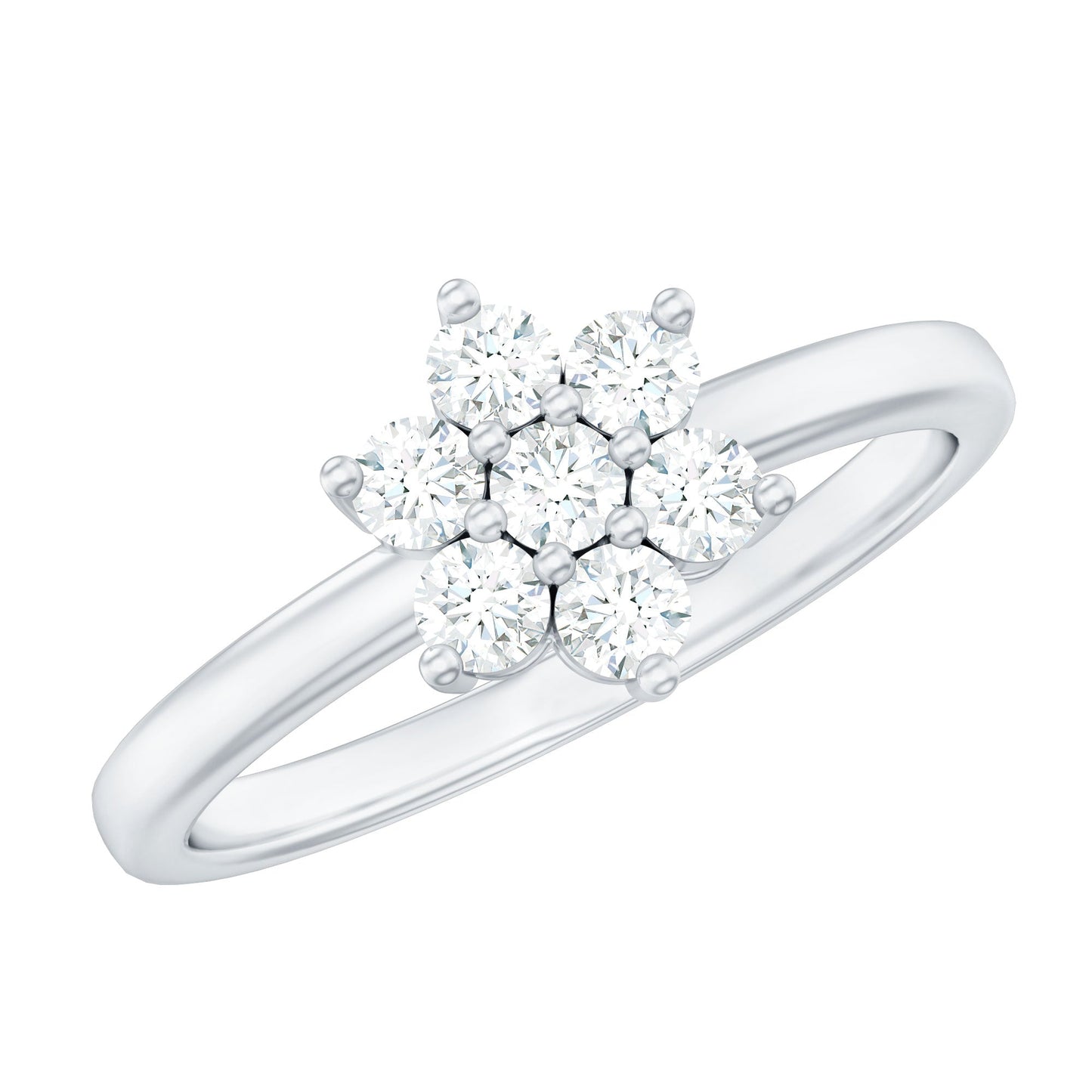 Certified Brilliant Cut Moissanite Flower Engagement Ring