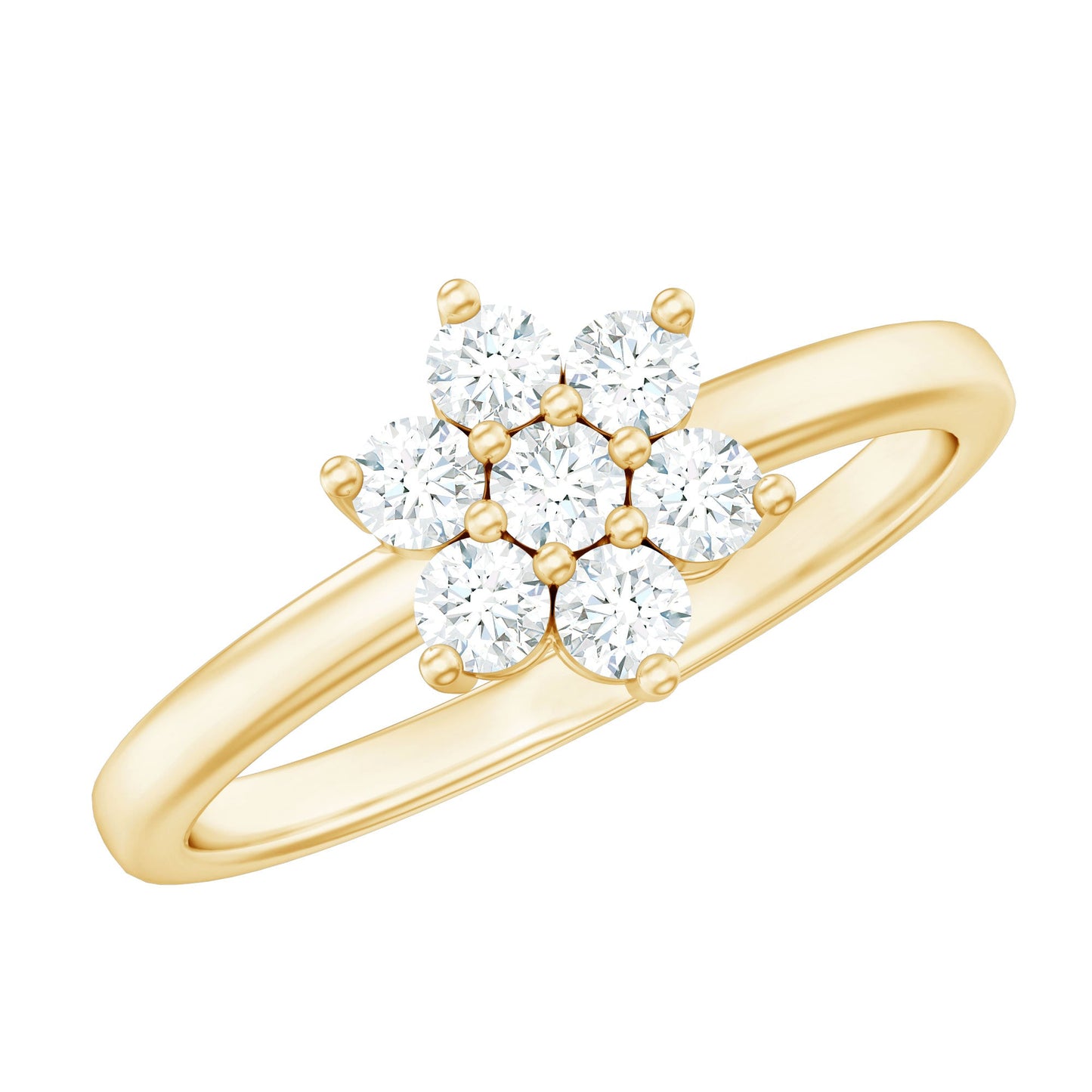 Certified Brilliant Cut Moissanite Flower Engagement Ring