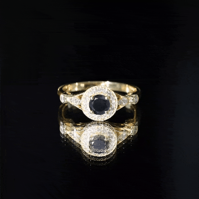 Vintage Inspired 0.8 Carat Lab Grown Black and White Diamond Engagement Ring with Halo
