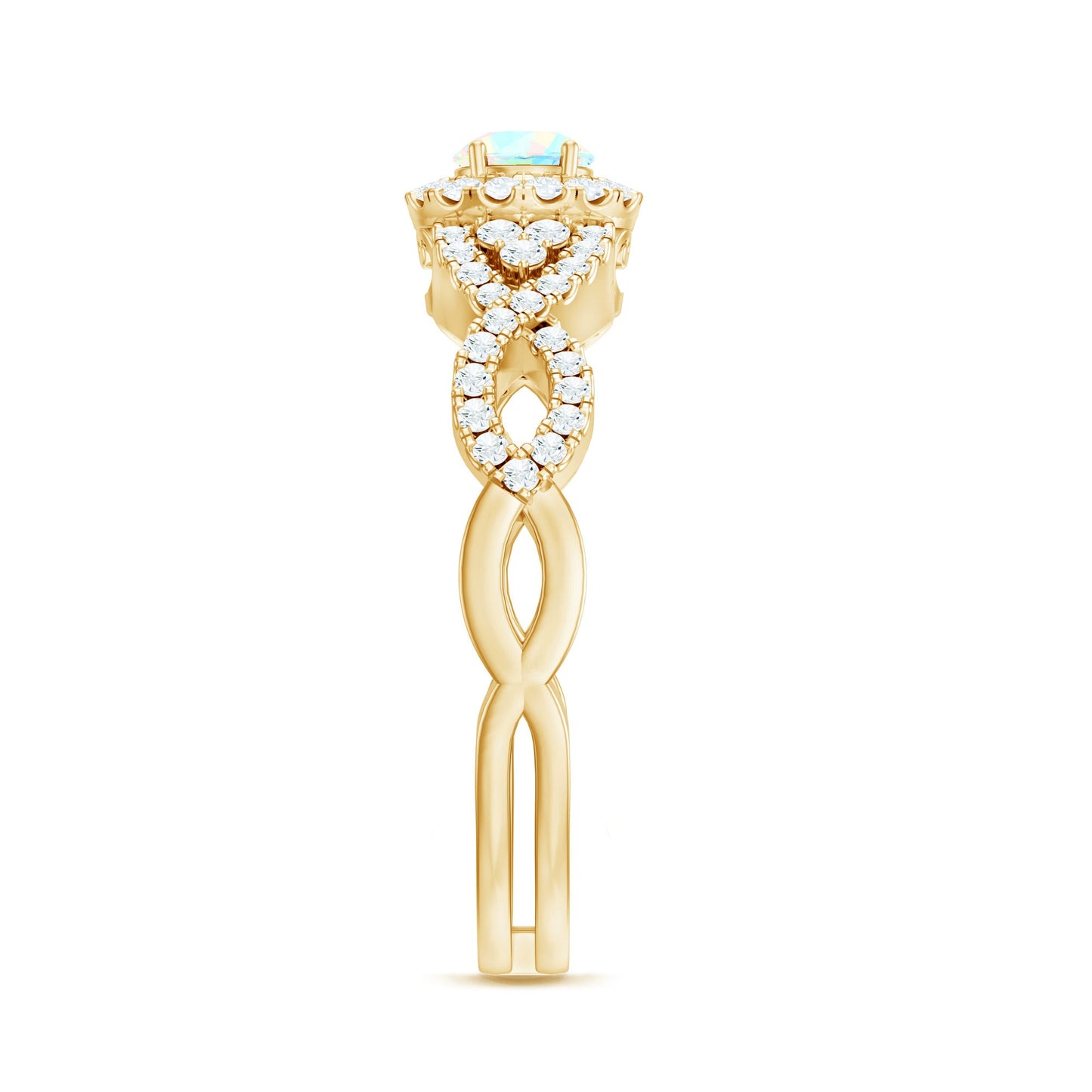 Real Ethiopian Opal Diamond Vintage Looking Engagement Ring with Criss Cross Shank