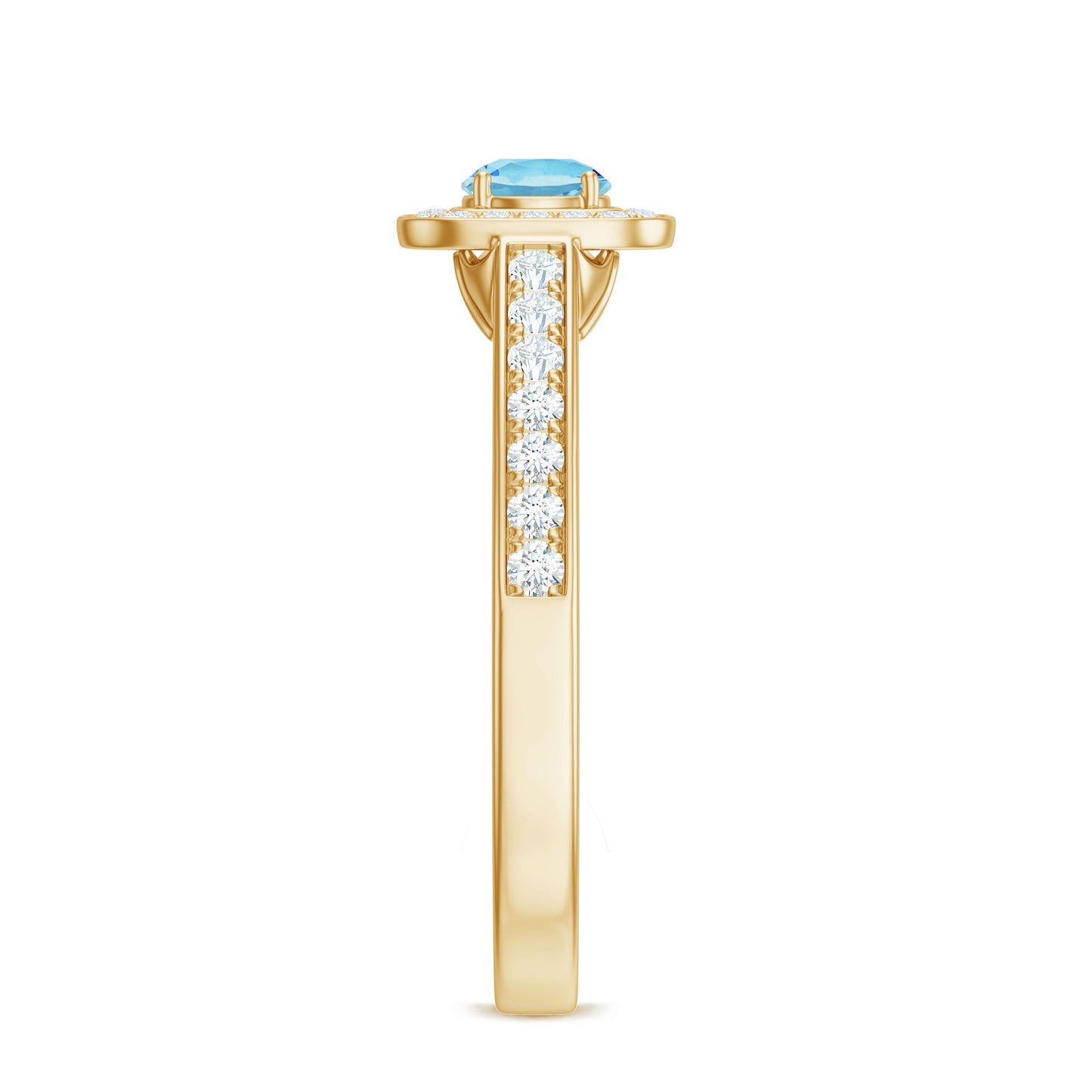 Vintage Looking Aquamarine and Diamond Halo Engagement Ring for Women