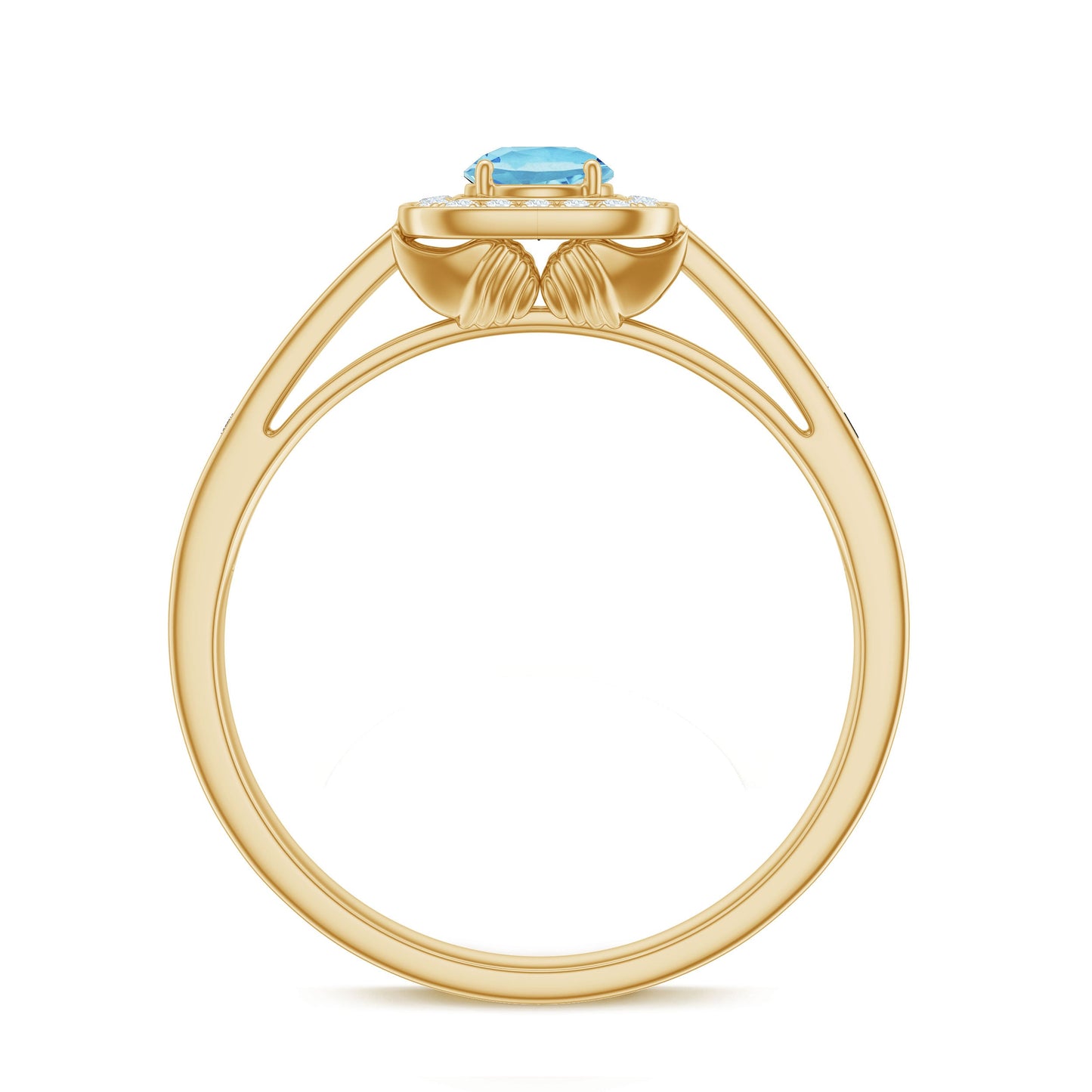 Vintage Looking Aquamarine and Diamond Halo Engagement Ring for Women
