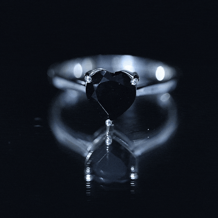 Solitaire Black Onyx Heart Promise Ring for Women