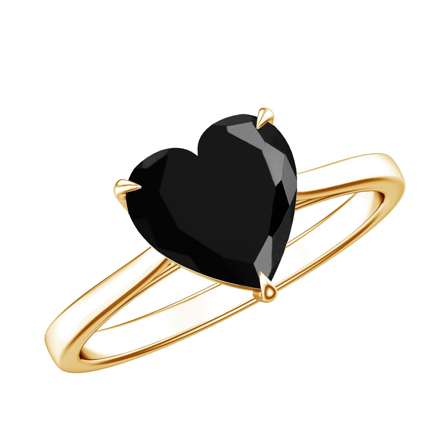 Solitaire Black Onyx Heart Promise Ring for Women