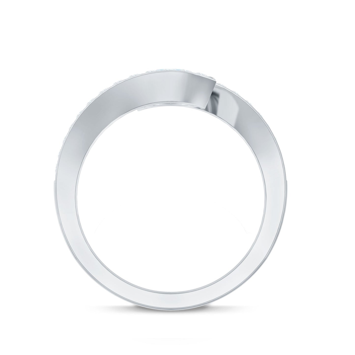 Real Moonstone Bypass Engagement Ring with Diamond