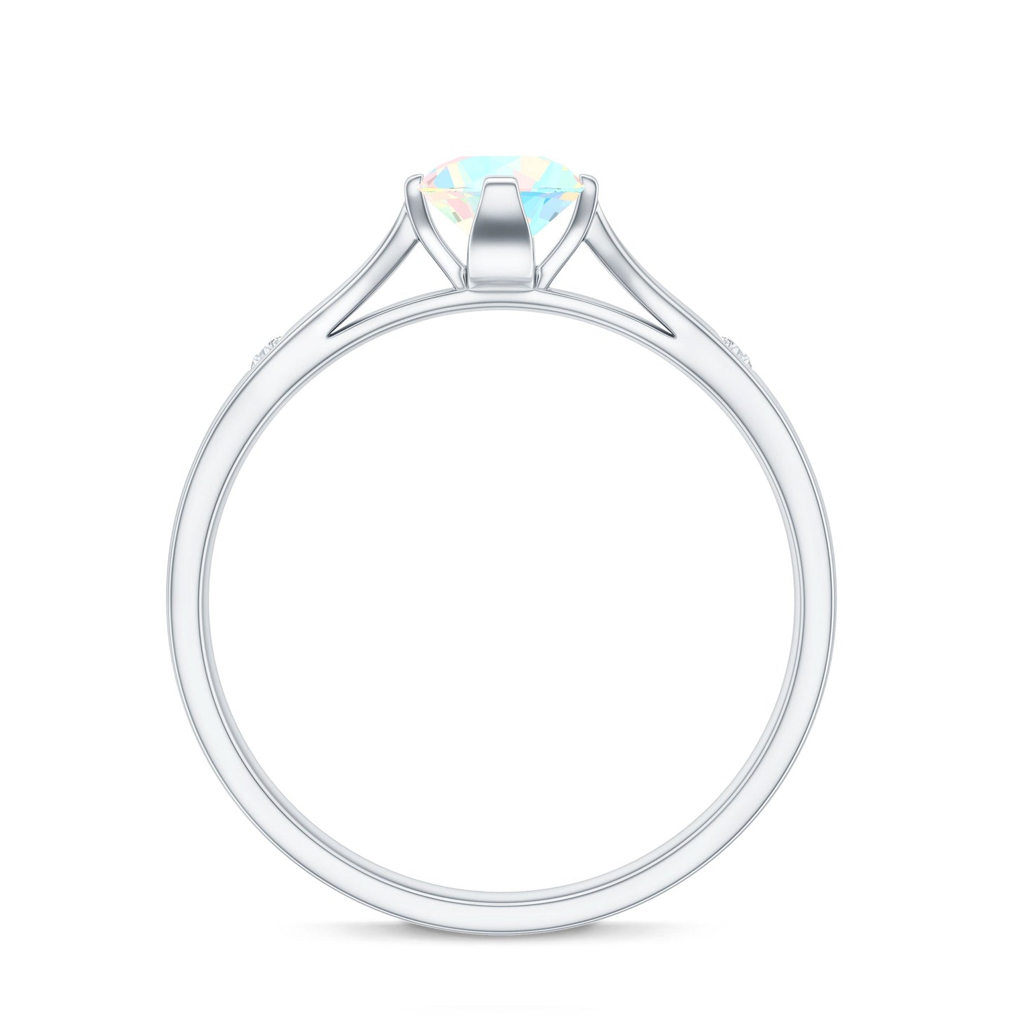 Natural Solitaire Ethiopian Opal Promise Ring with Diamond