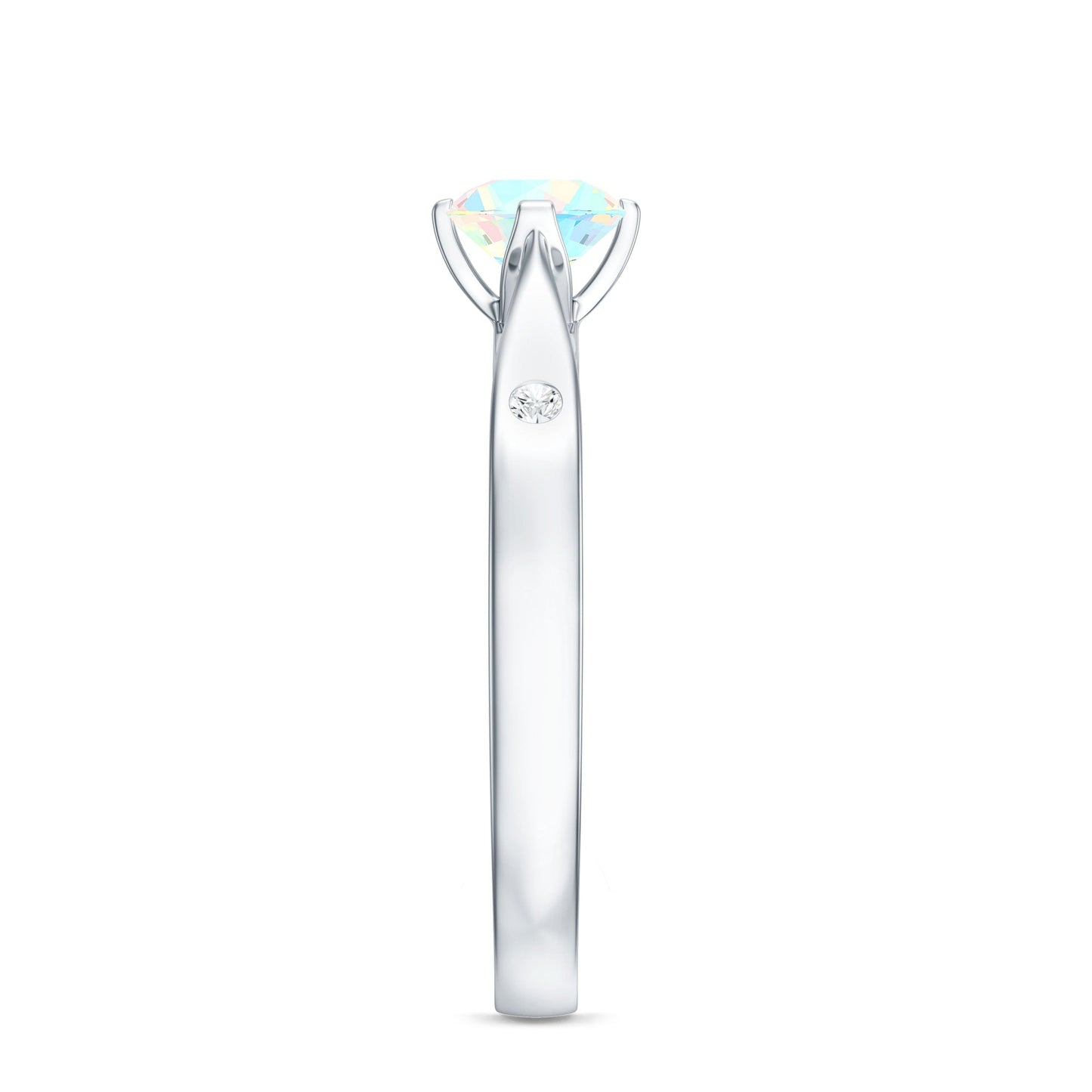 Natural Solitaire Ethiopian Opal Promise Ring with Diamond