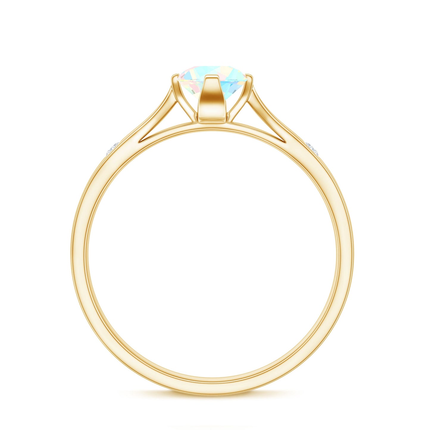 Natural Solitaire Ethiopian Opal Promise Ring with Diamond