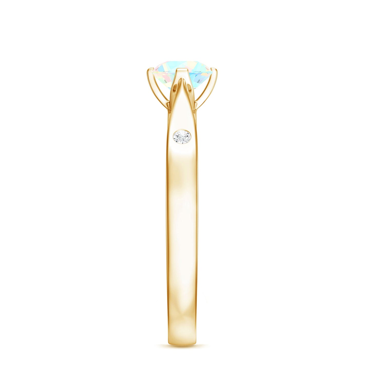 Natural Solitaire Ethiopian Opal Promise Ring with Diamond