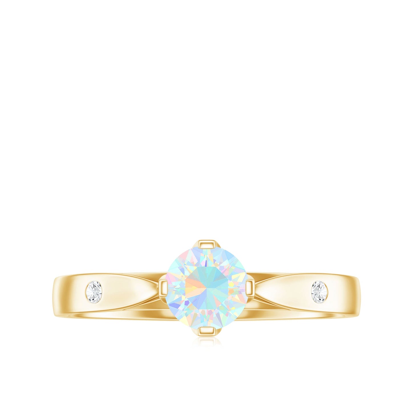 Natural Solitaire Ethiopian Opal Promise Ring with Diamond