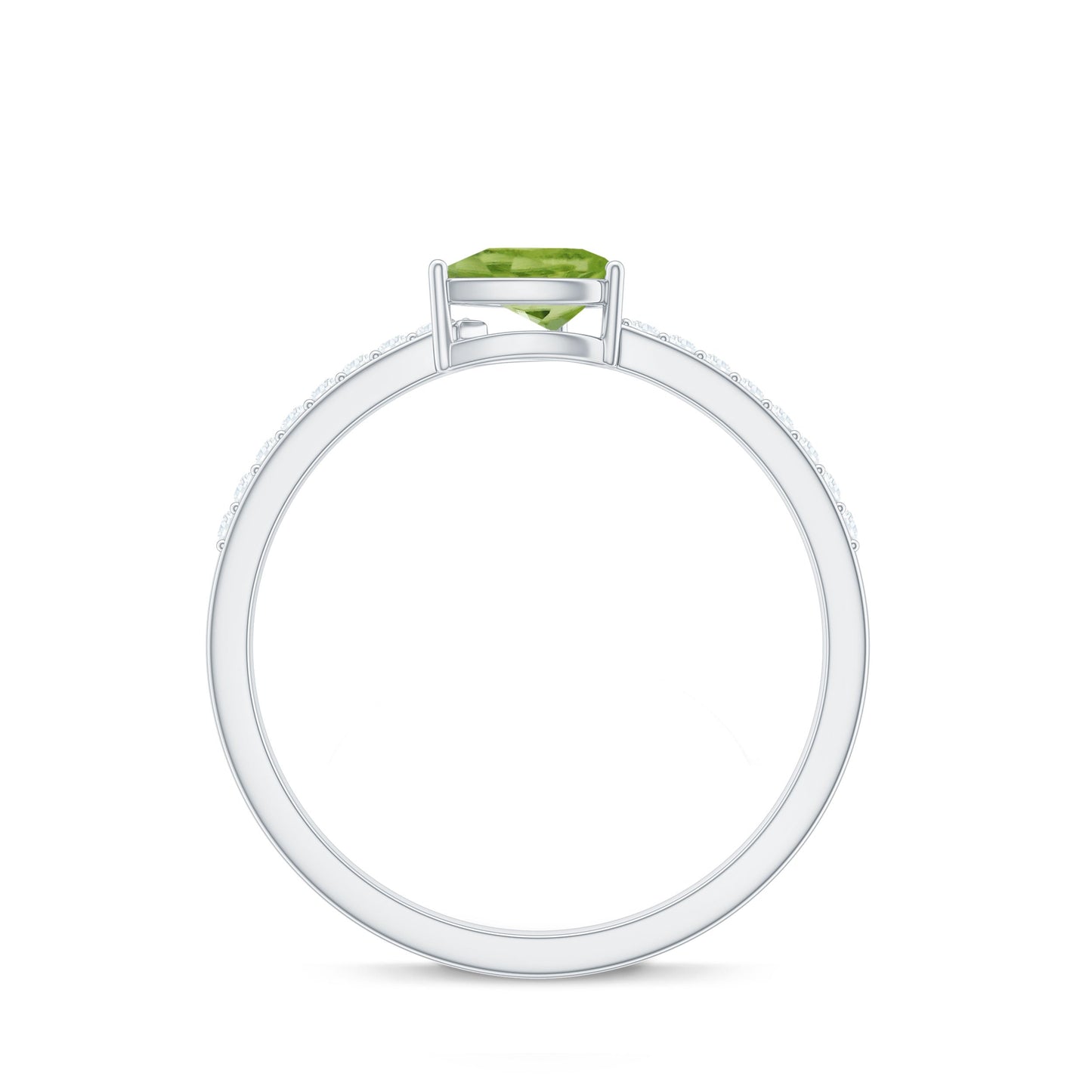 Natural 1 Carat Pear Shape Peridot Engagement Ring with Diamond