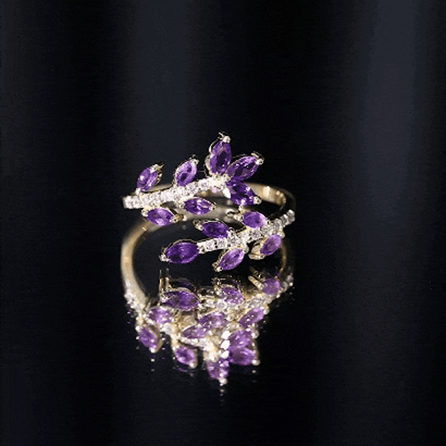 Nature Inspired Amethyst Diamond Cocktail Ring
