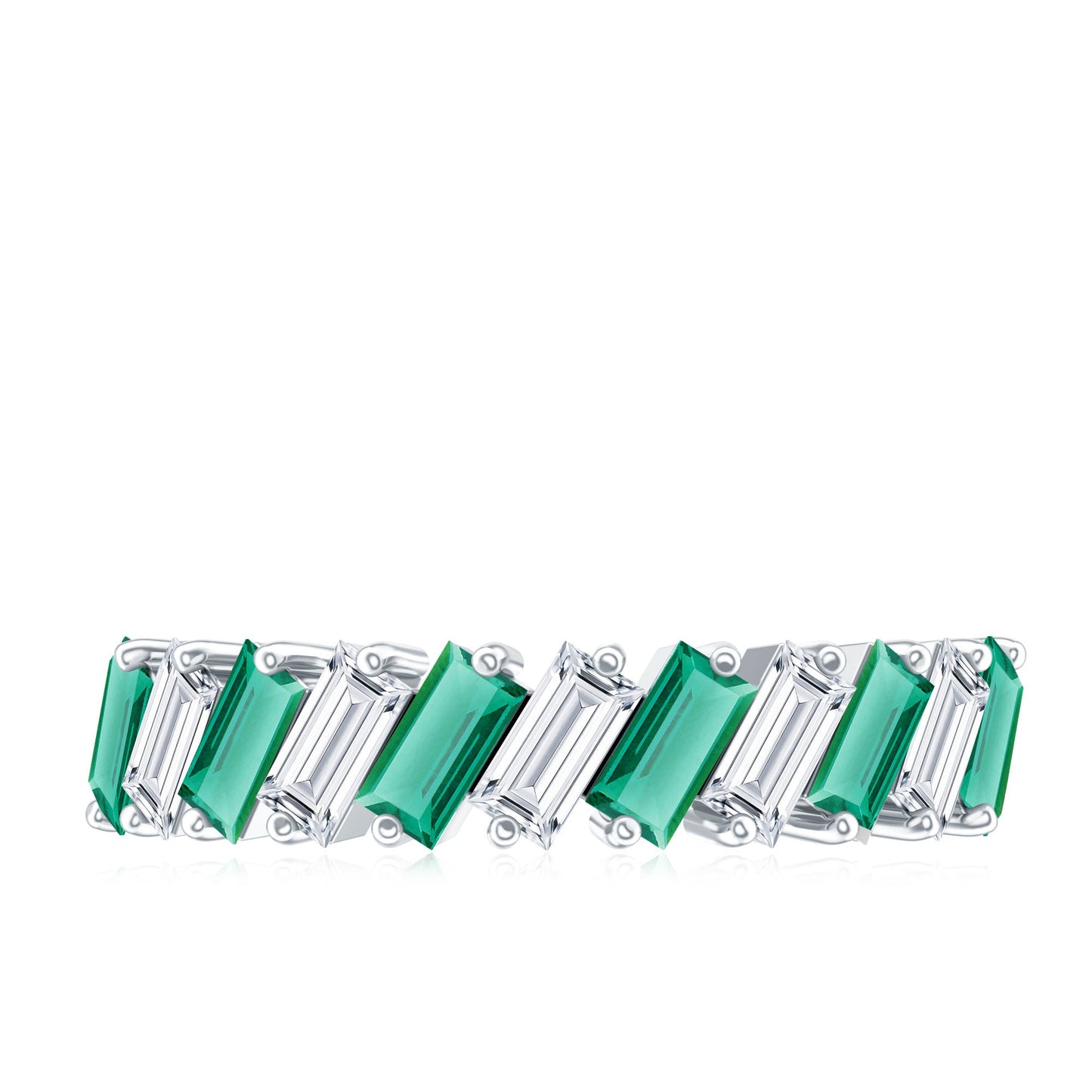 Certified Baguette Lab Grown Emerald Wedding Anniversary Band Ring