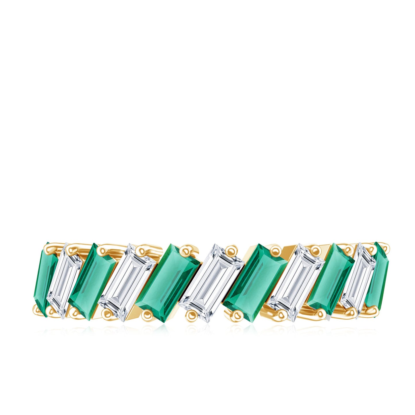 Certified Baguette Lab Grown Emerald Wedding Anniversary Band Ring