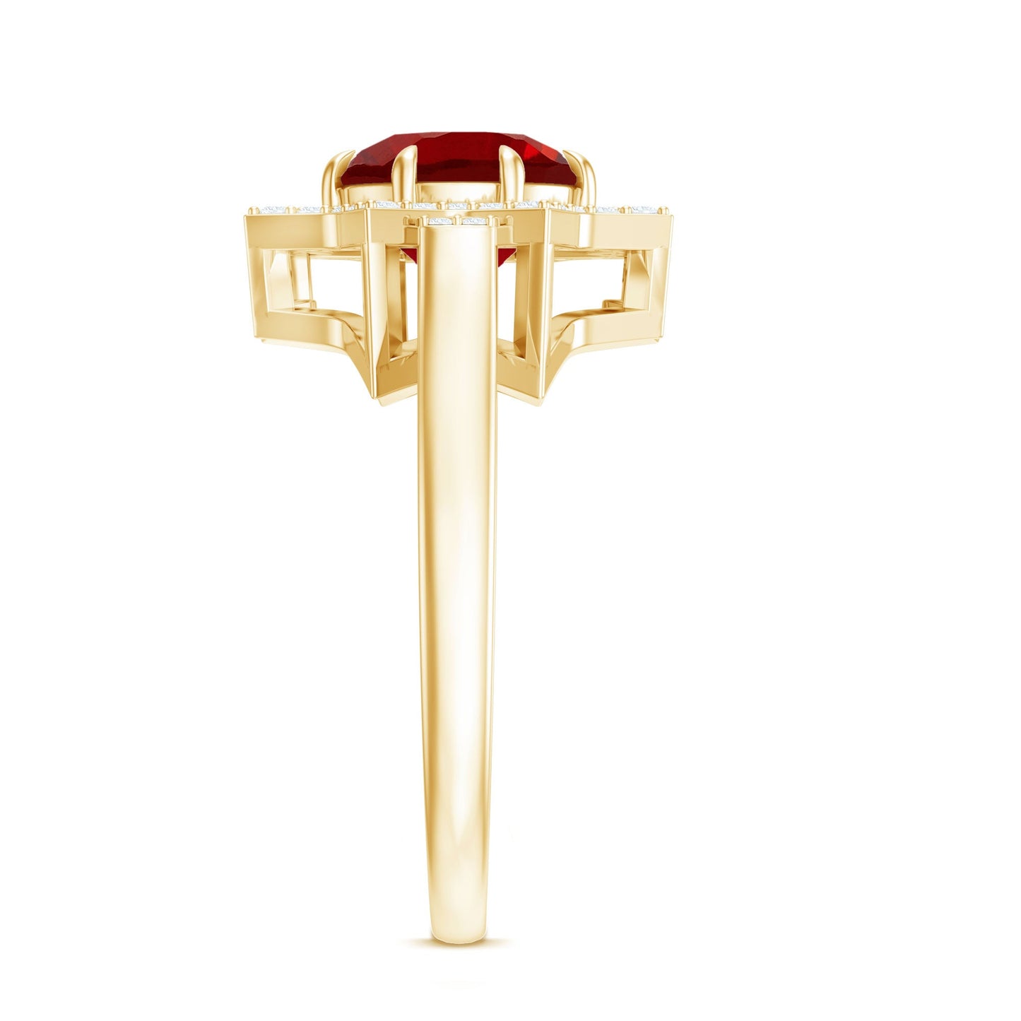 Round Cut Lab Created Ruby and Diamonds Statement Ring