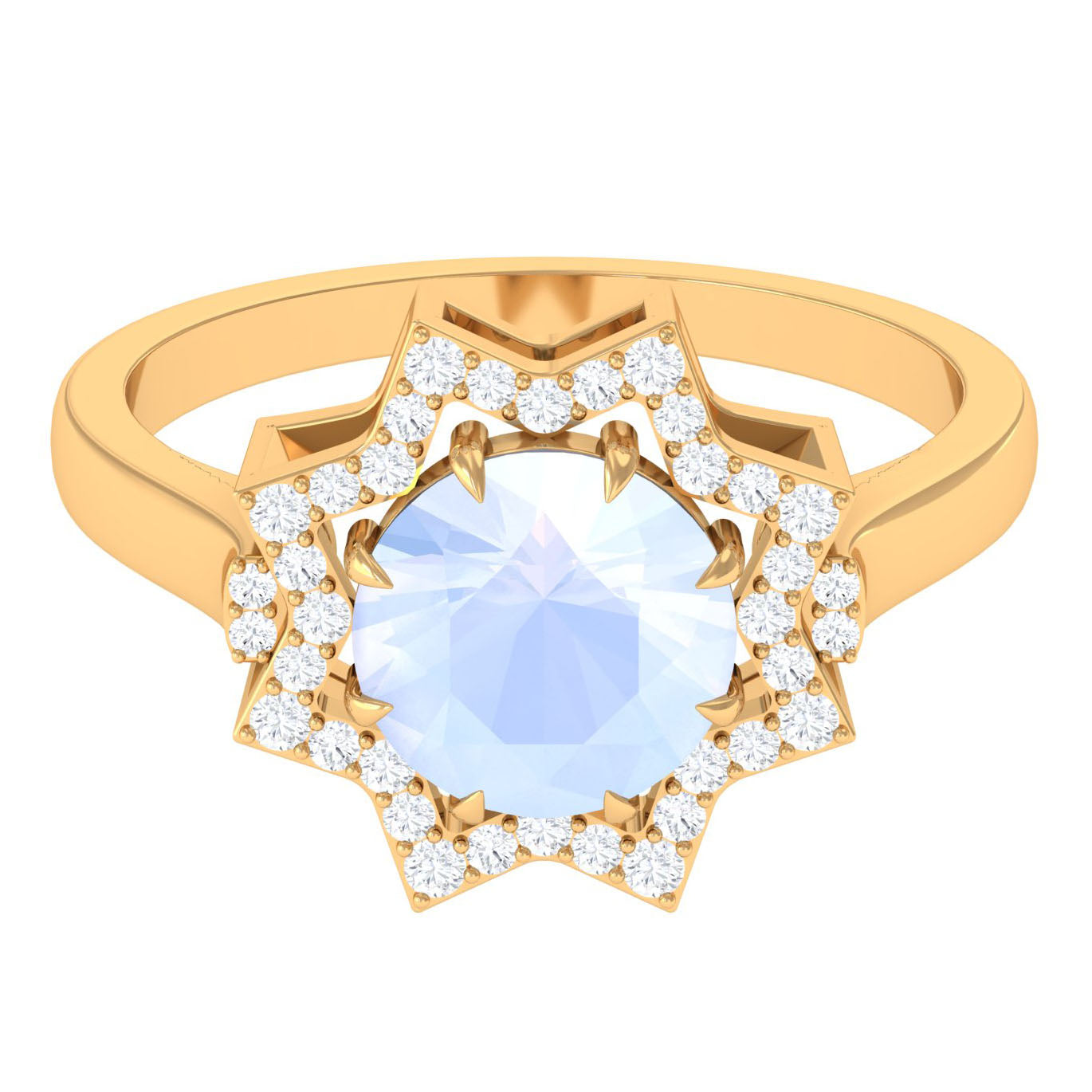 0.8 Carat Moonstone Star Shape Engagement Ring with Diamond