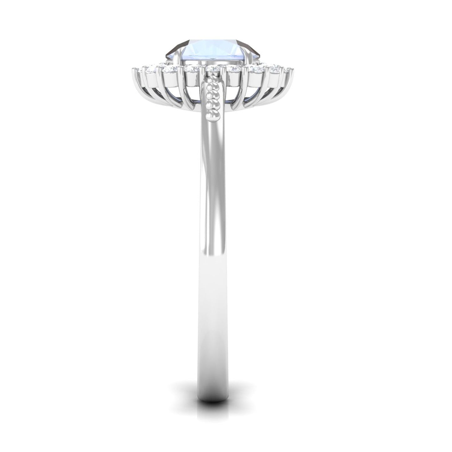 0.3 Carat Natural Moonstone Engagement Ring with Diamond Accent