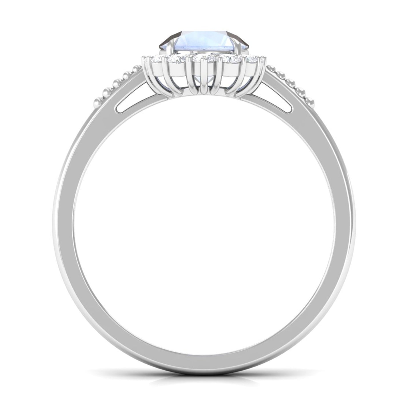 0.3 Carat Natural Moonstone Engagement Ring with Diamond Accent