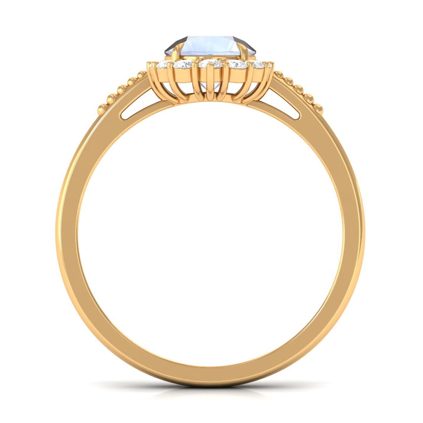 0.3 Carat Natural Moonstone Engagement Ring with Diamond Accent