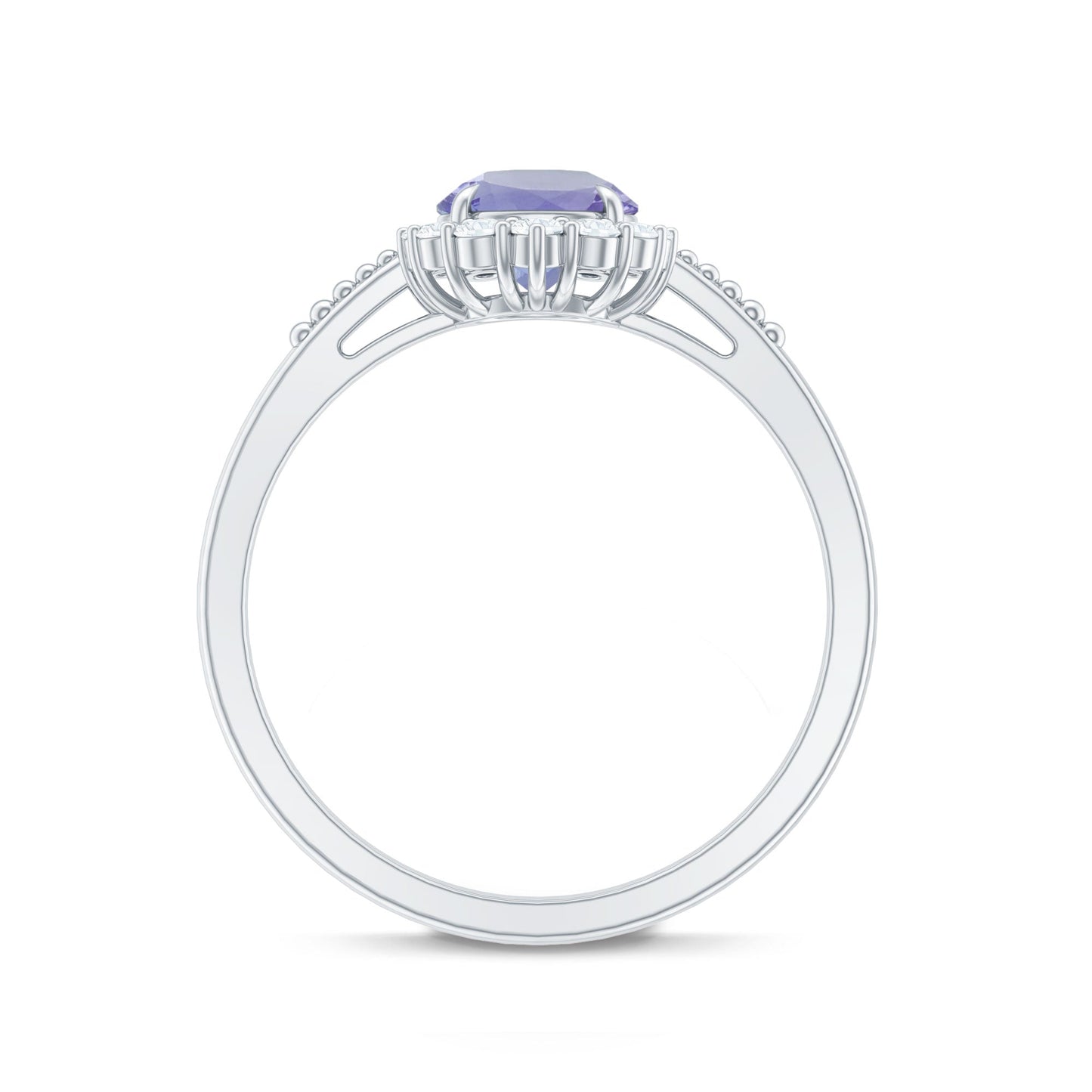Natural Blue Tanzanite Engagement Ring with Diamond Halo