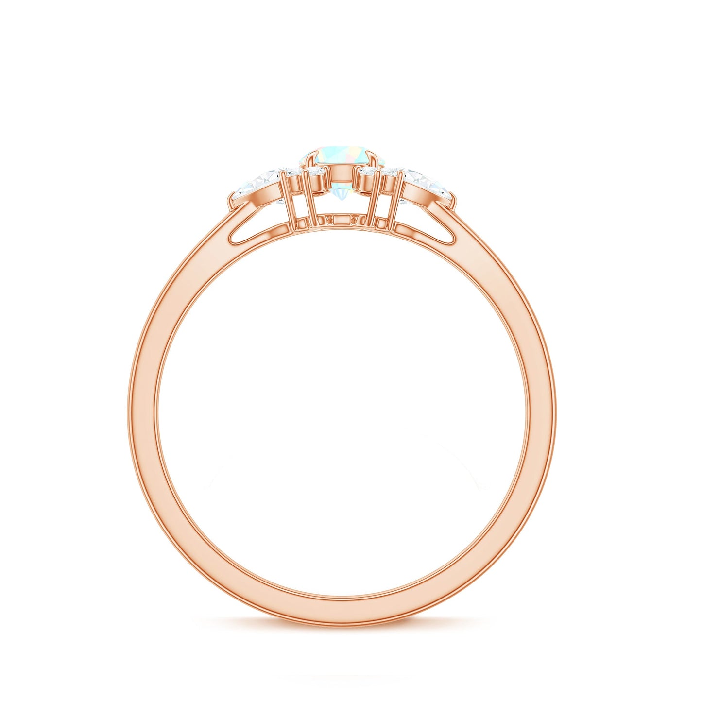 Real Ethiopian Rainbow Opal Diamond Promise Ring with Certificate
