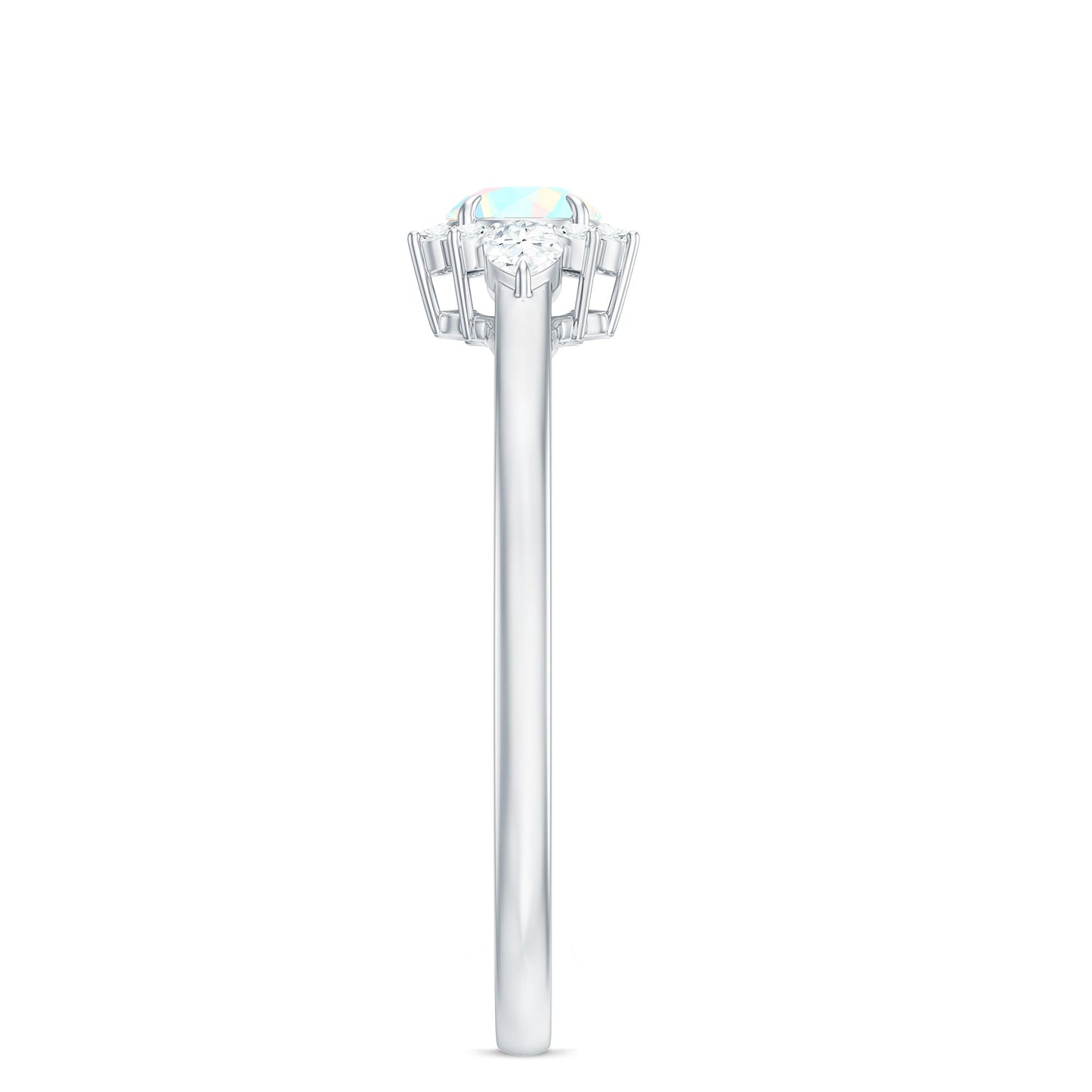 Real Ethiopian Rainbow Opal Diamond Promise Ring with Certificate