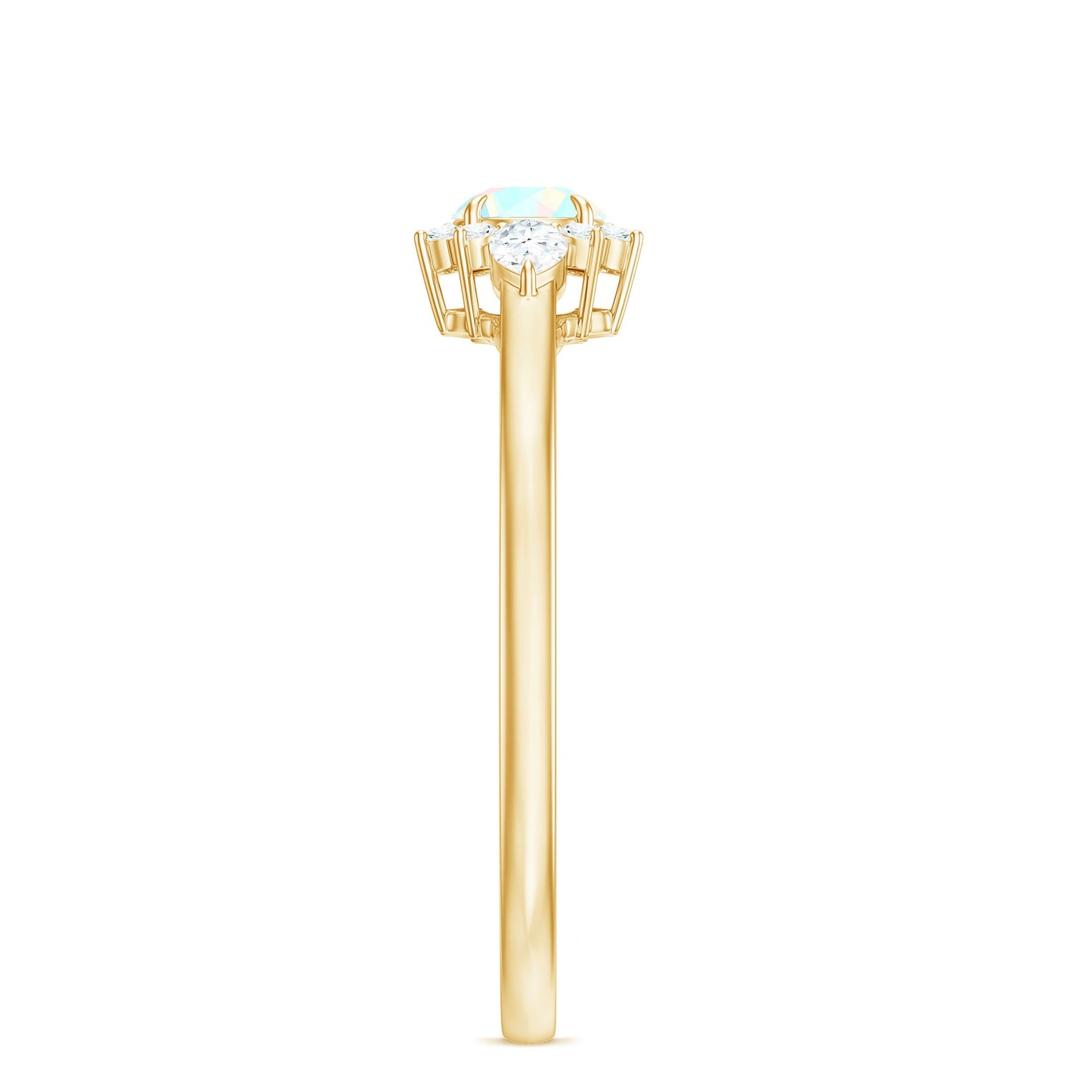 Real Ethiopian Rainbow Opal Diamond Promise Ring with Certificate