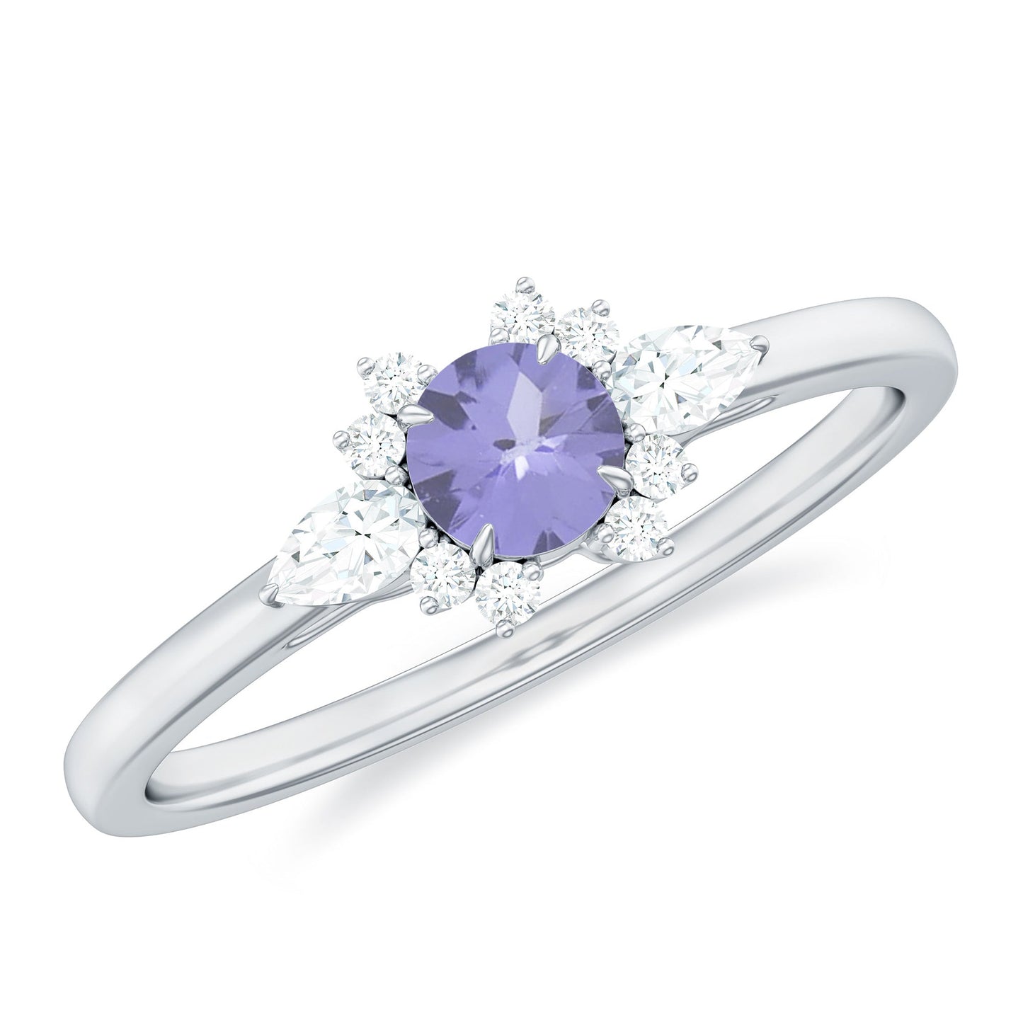 Real Tanzanite Promise Ring with Diamond