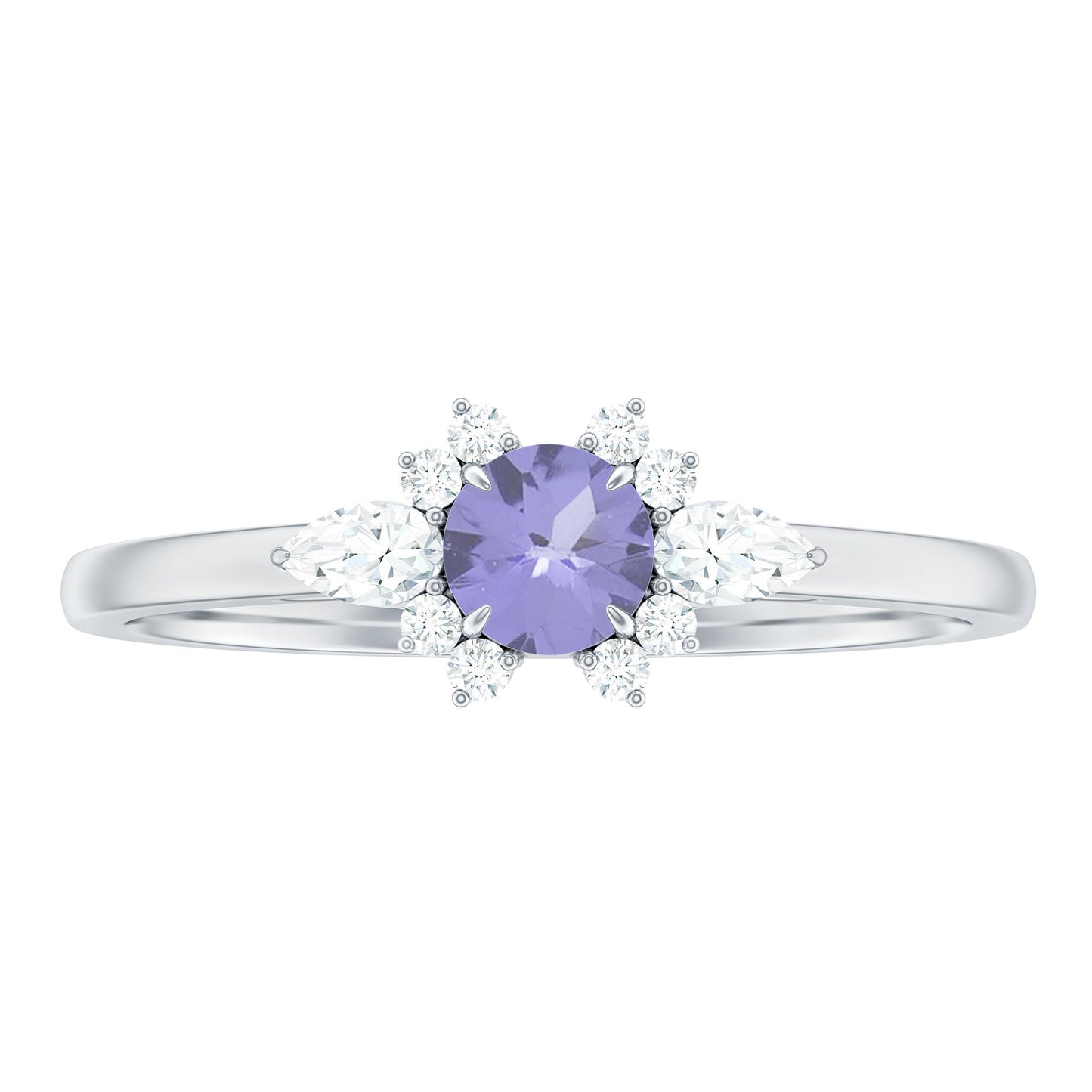 Real Tanzanite Promise Ring with Diamond