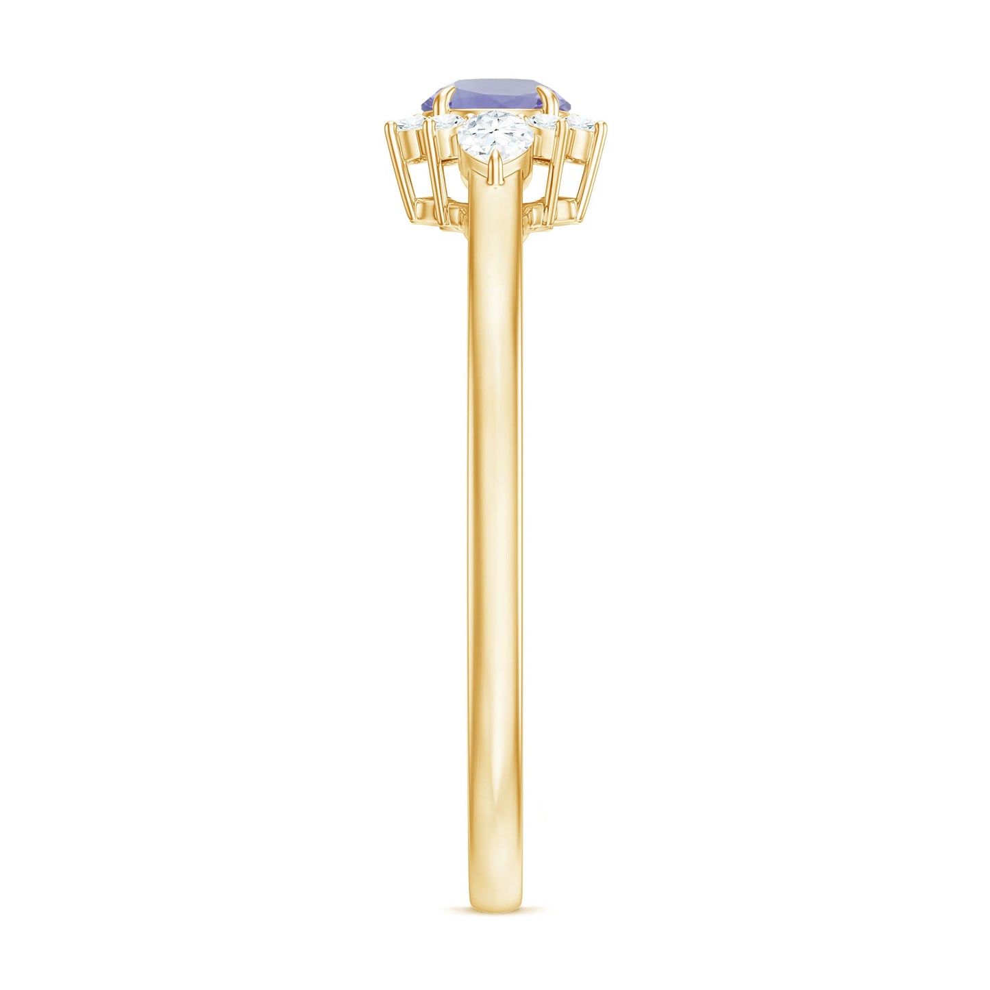 Real Tanzanite Promise Ring with Diamond