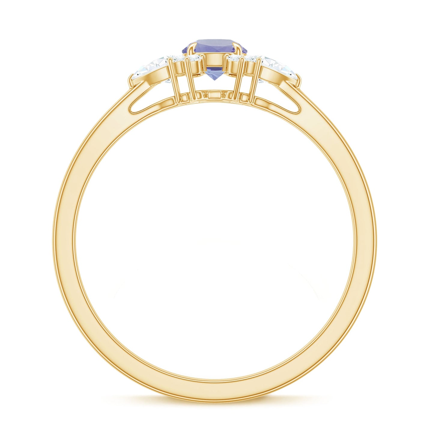 Real Tanzanite Promise Ring with Diamond