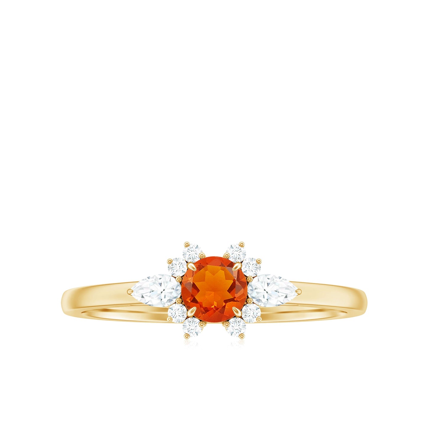 Claw Set Round Fire Opal and Diamond Promise Ring