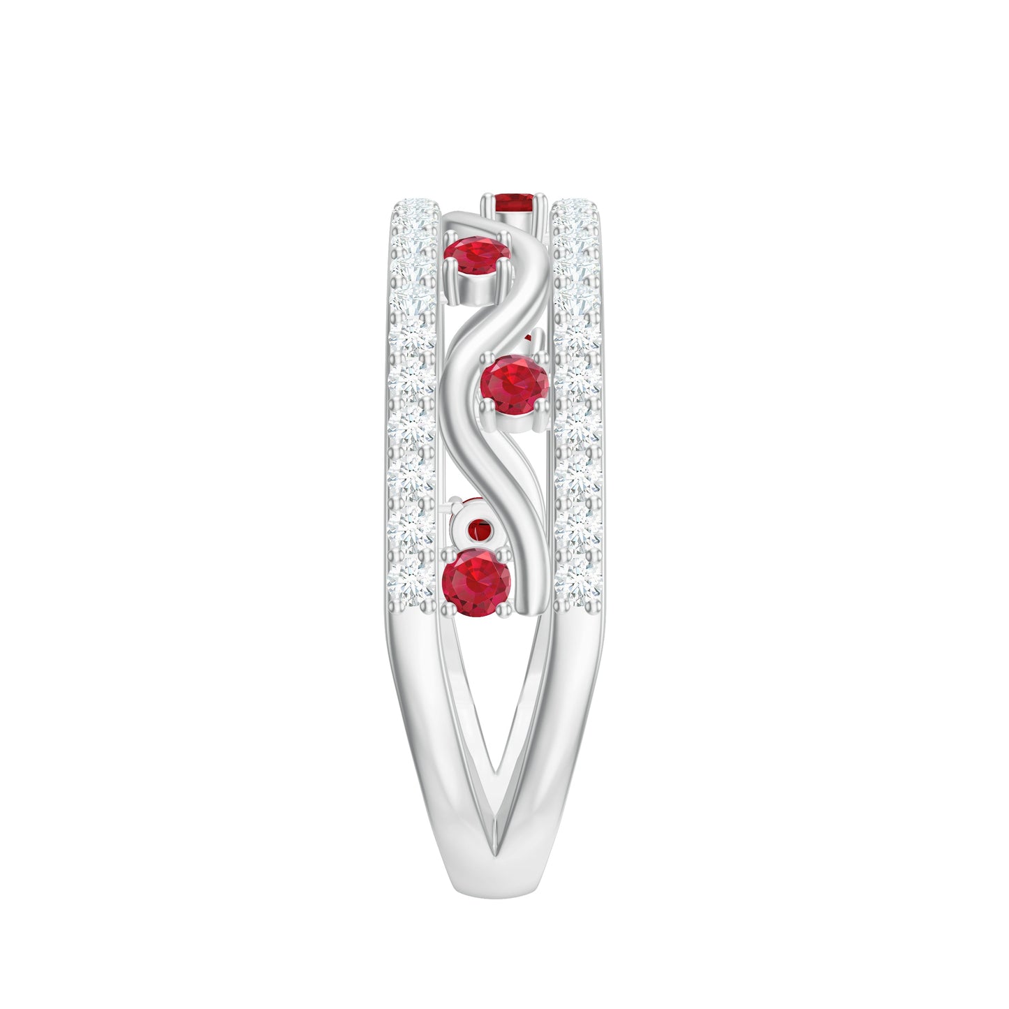 Lab Created Ruby and Diamond Designer Anniversary Band
