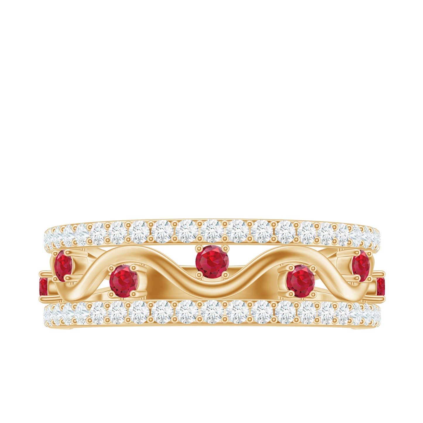 Lab Created Ruby and Diamond Designer Anniversary Band