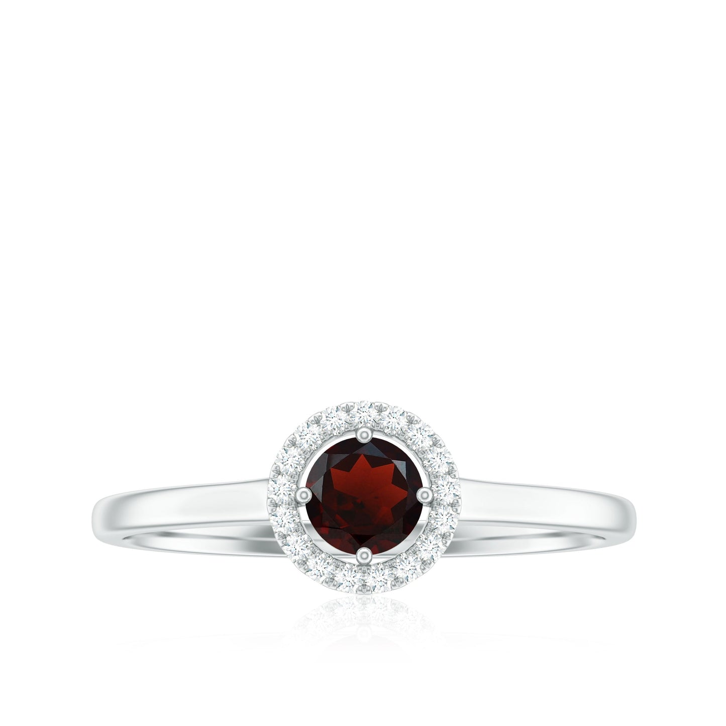 Natural Garnet Promise Ring with Diamond Halo