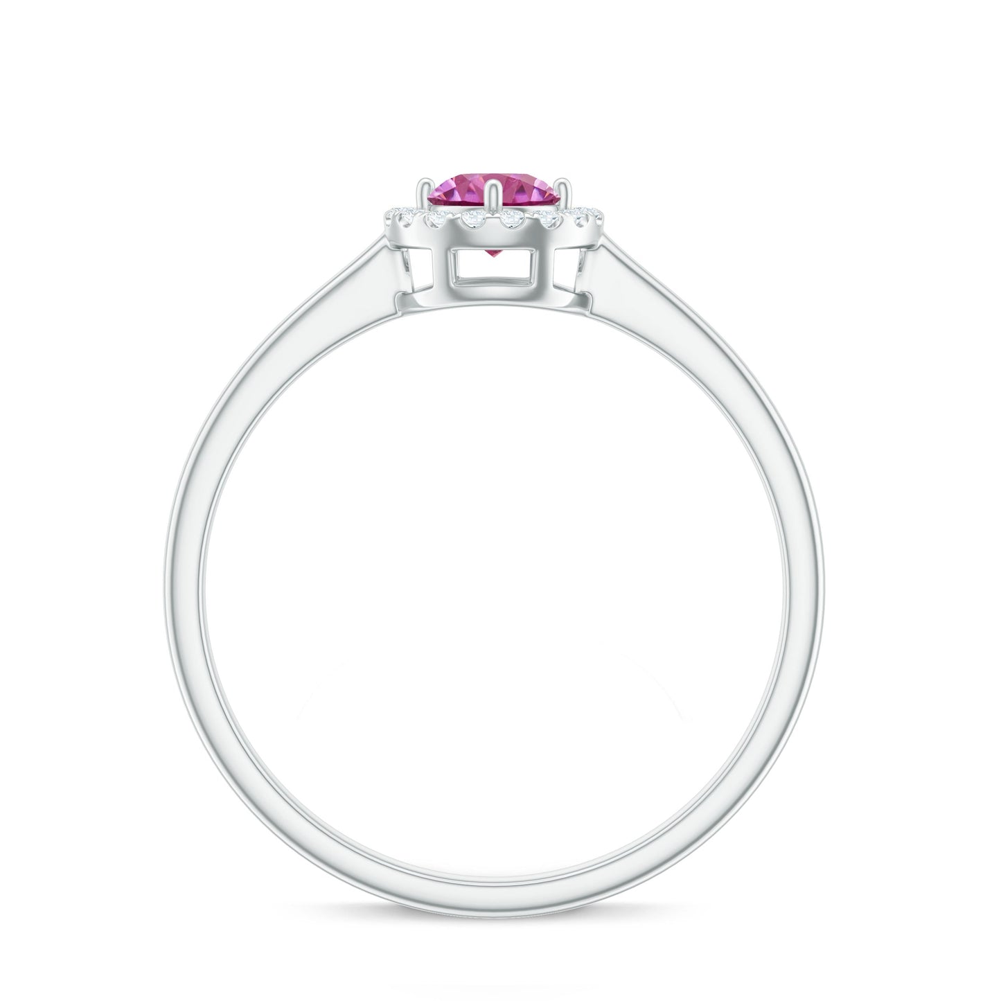 Pink Tourmaline Promise Ring with Diamond Halo