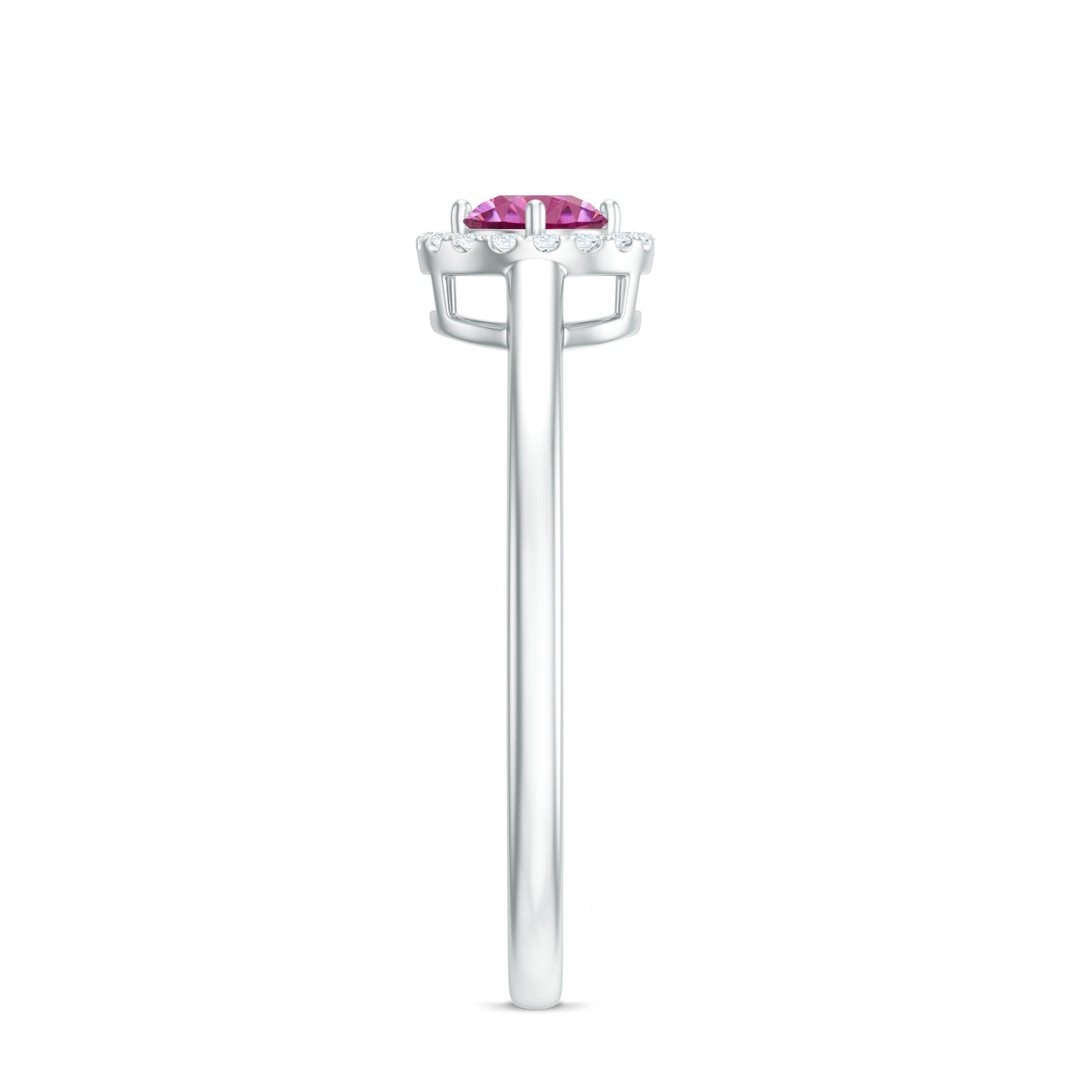 Pink Tourmaline Promise Ring with Diamond Halo