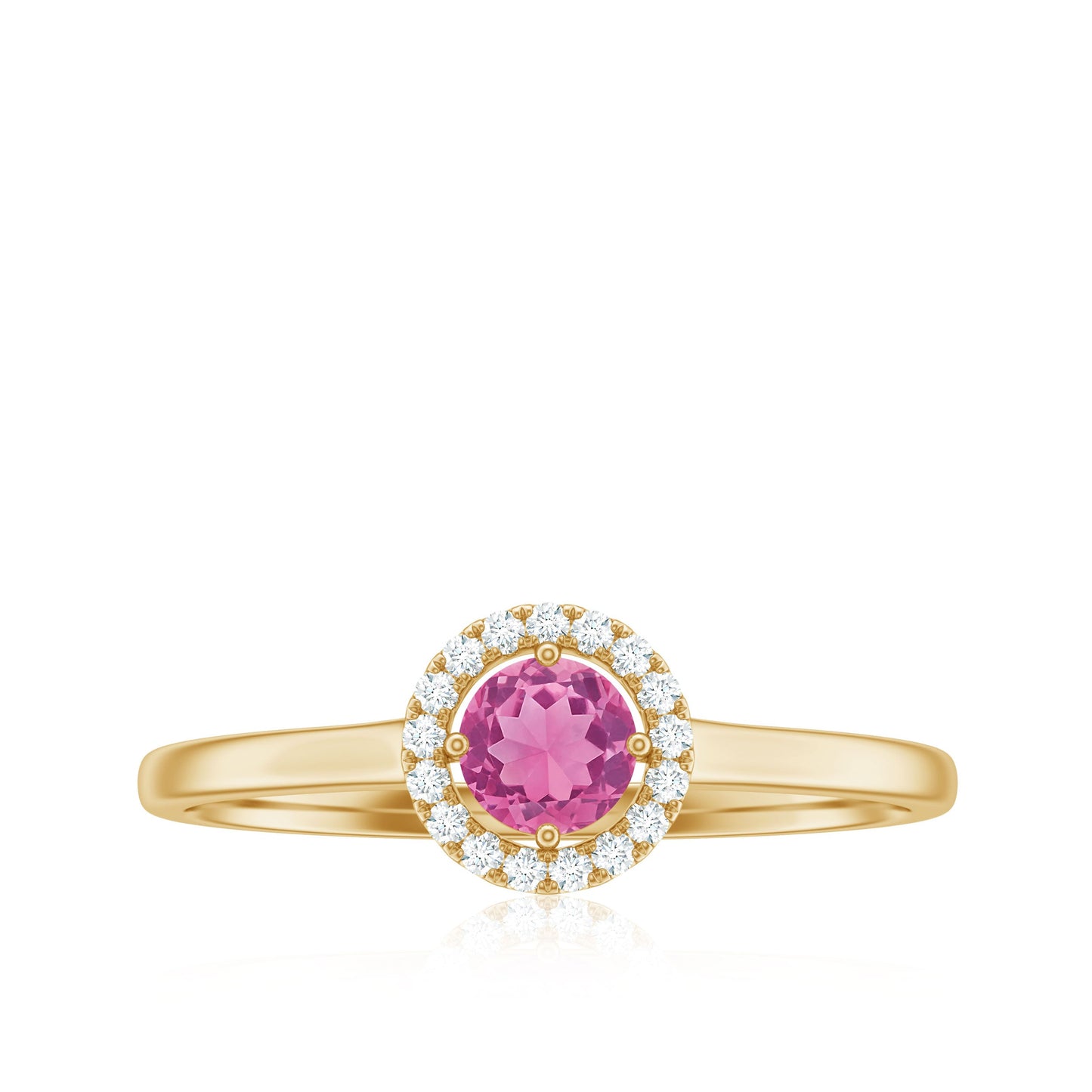 Pink Tourmaline Promise Ring with Diamond Halo