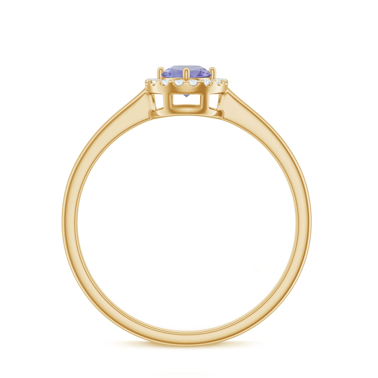 Genuine Tanzanite Promise Ring with Diamond Halo