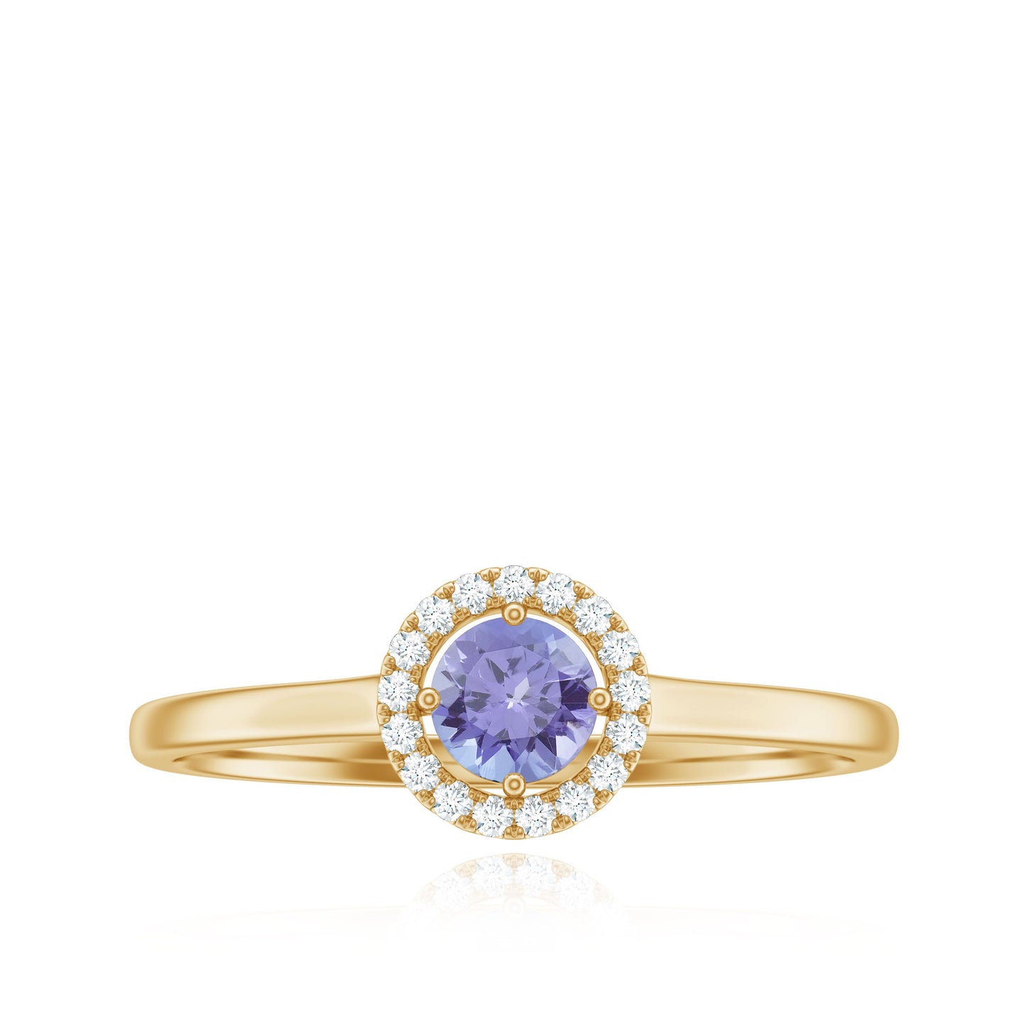 Genuine Tanzanite Promise Ring with Diamond Halo