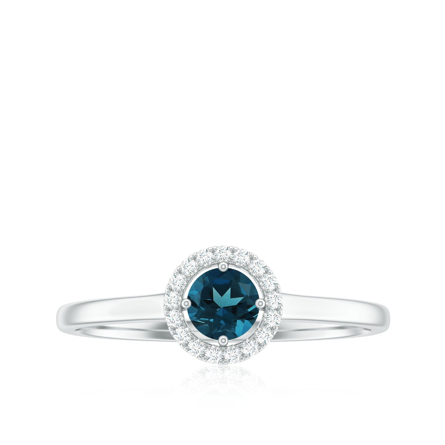 0.6 Carat London Blue Topaz Promise Ring with Diamond Halo