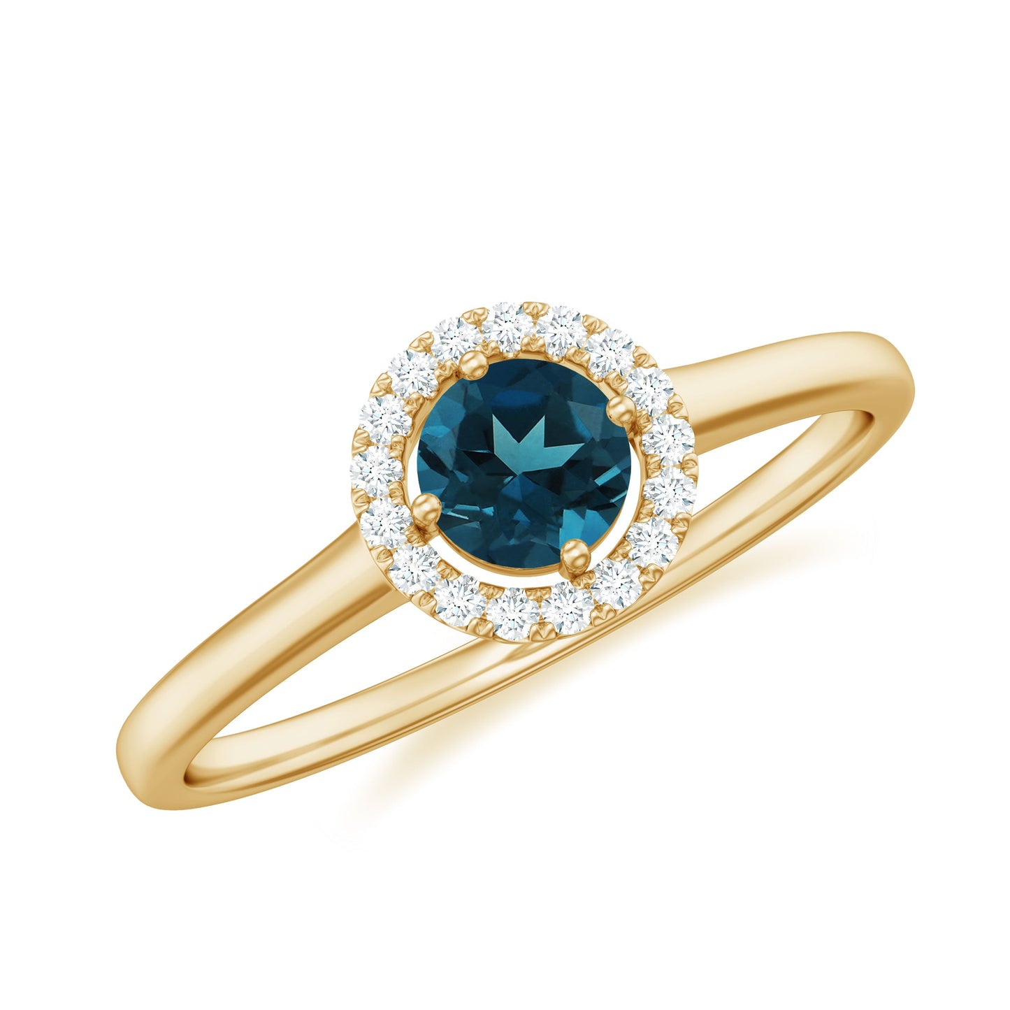 0.6 Carat London Blue Topaz Promise Ring with Diamond Halo