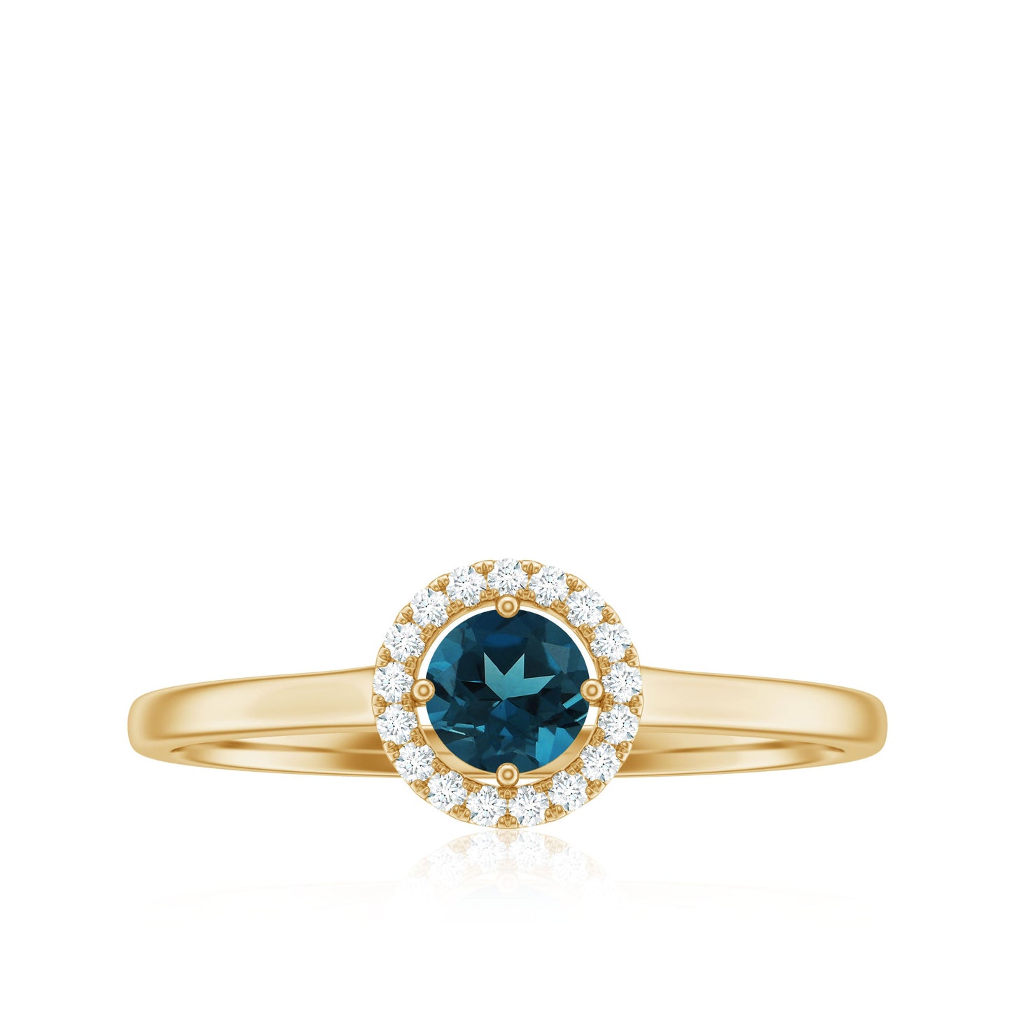 0.6 Carat London Blue Topaz Promise Ring with Diamond Halo