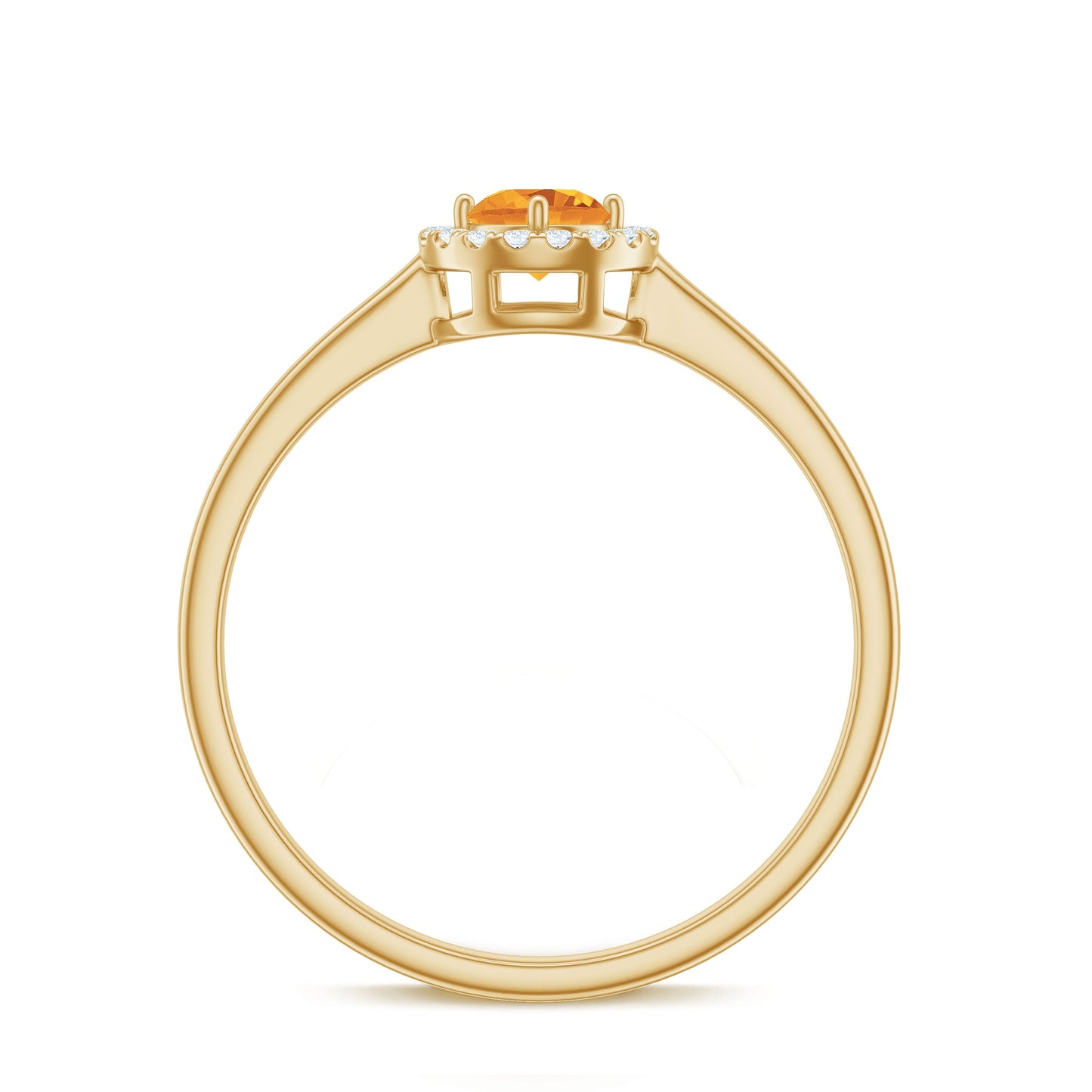 Certified Natural Citrine Promise Ring with Diamond Halo