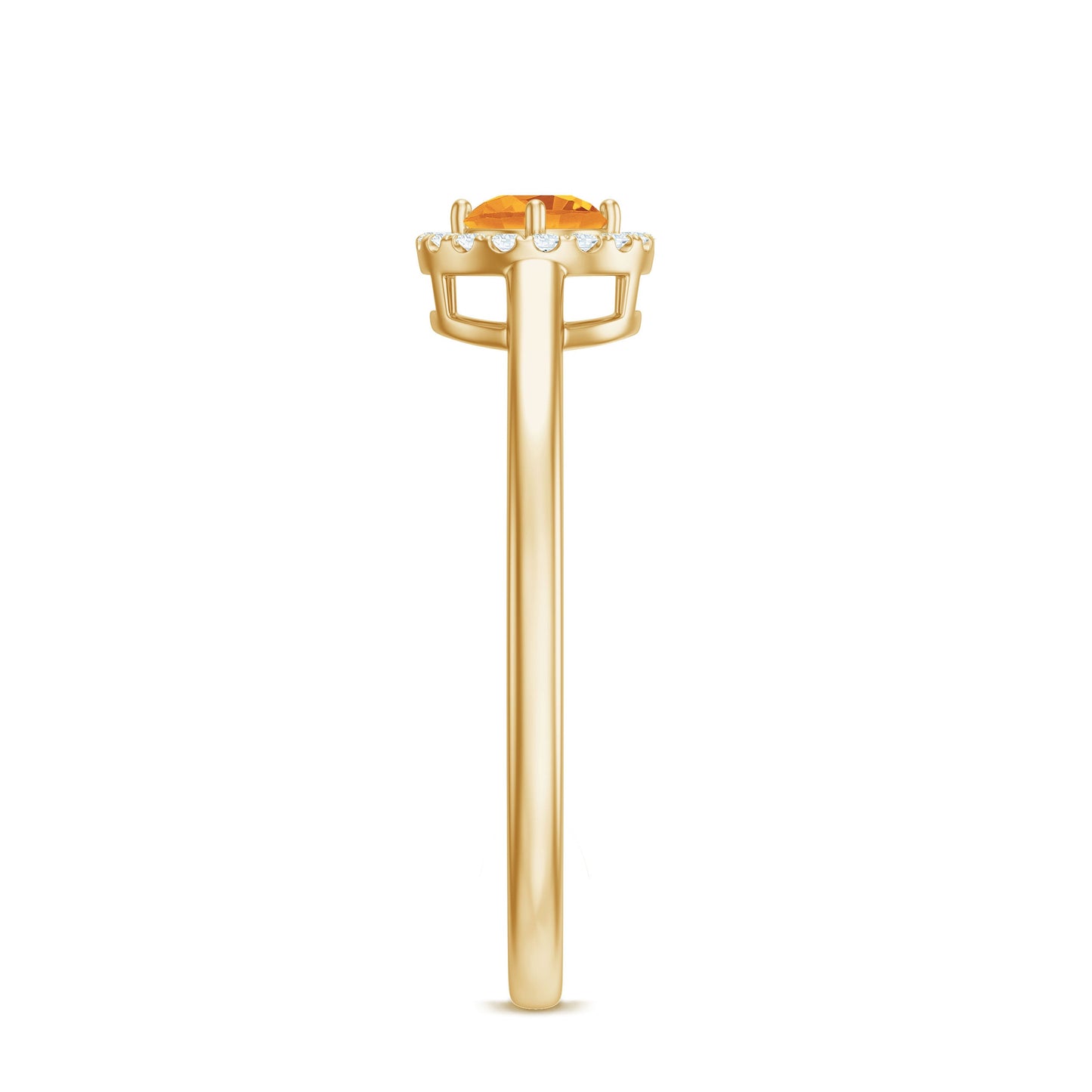 Certified Natural Citrine Promise Ring with Diamond Halo