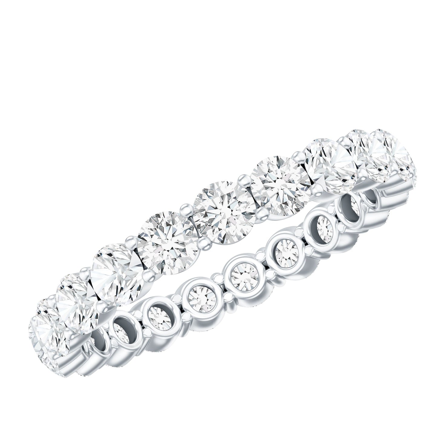 Round Cut Moissanite Simple Eternity Band Ring in Prong Setting