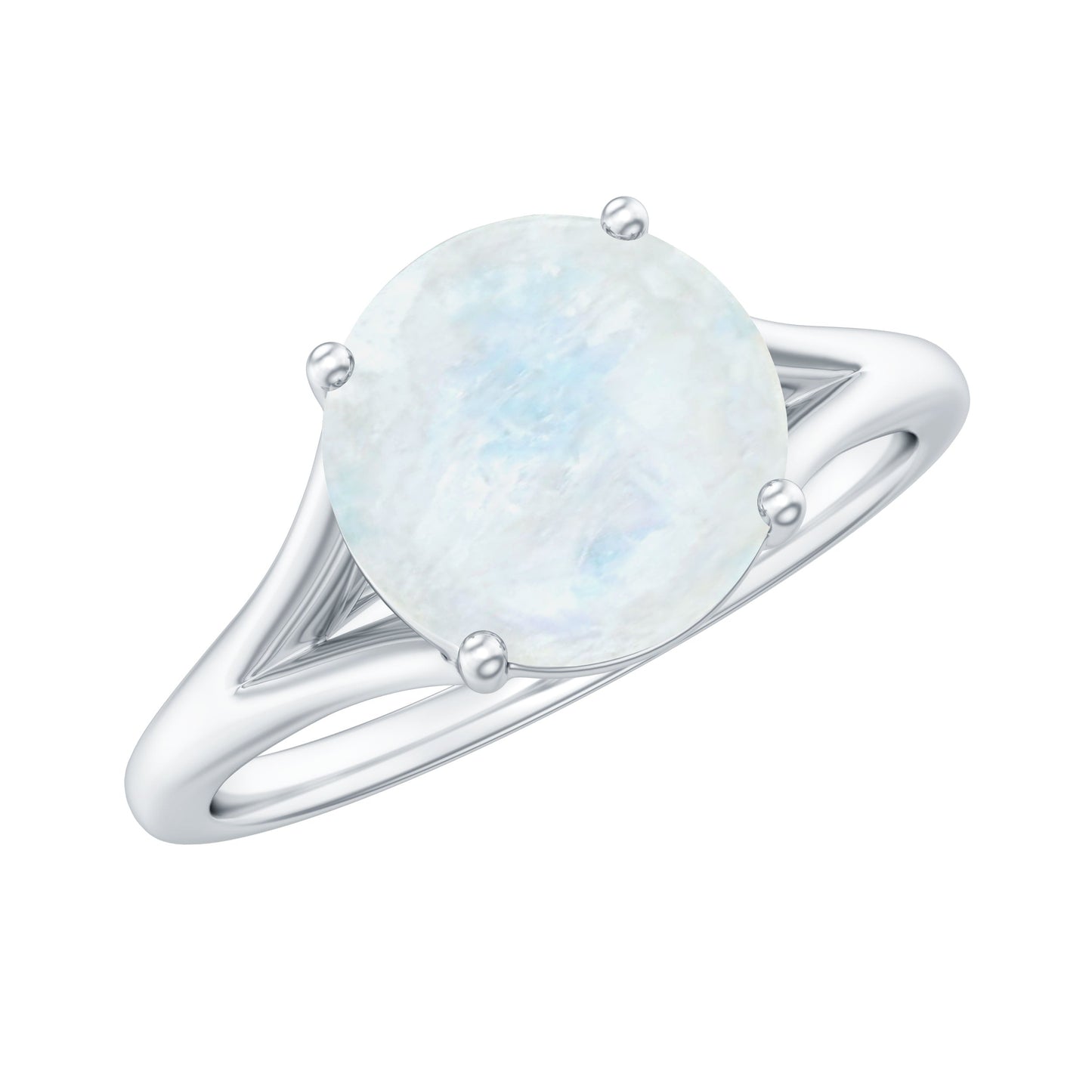 0.8 Carat Natural Moonstone Solitaire Ring with Surprise Diamond