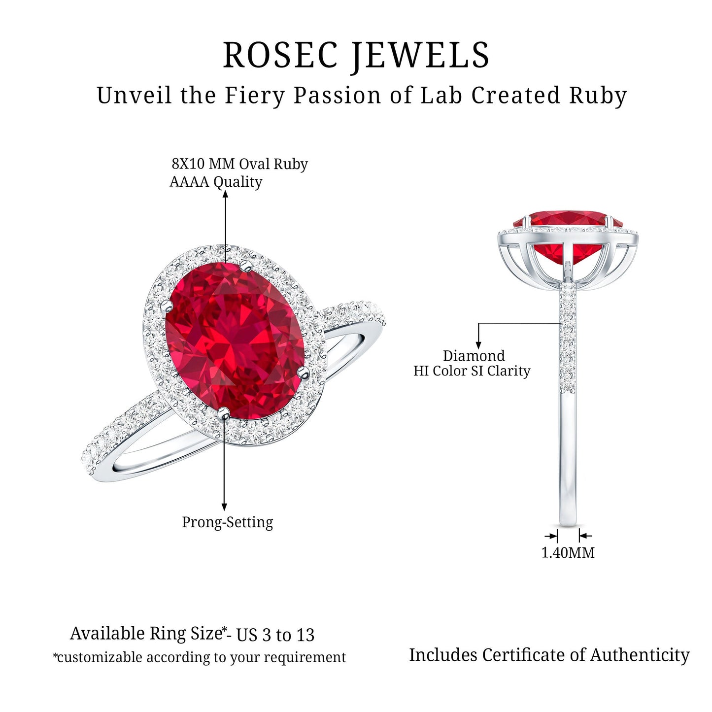 Classic Lab Grown Ruby Oval Engagement Ring with Diamond Halo
